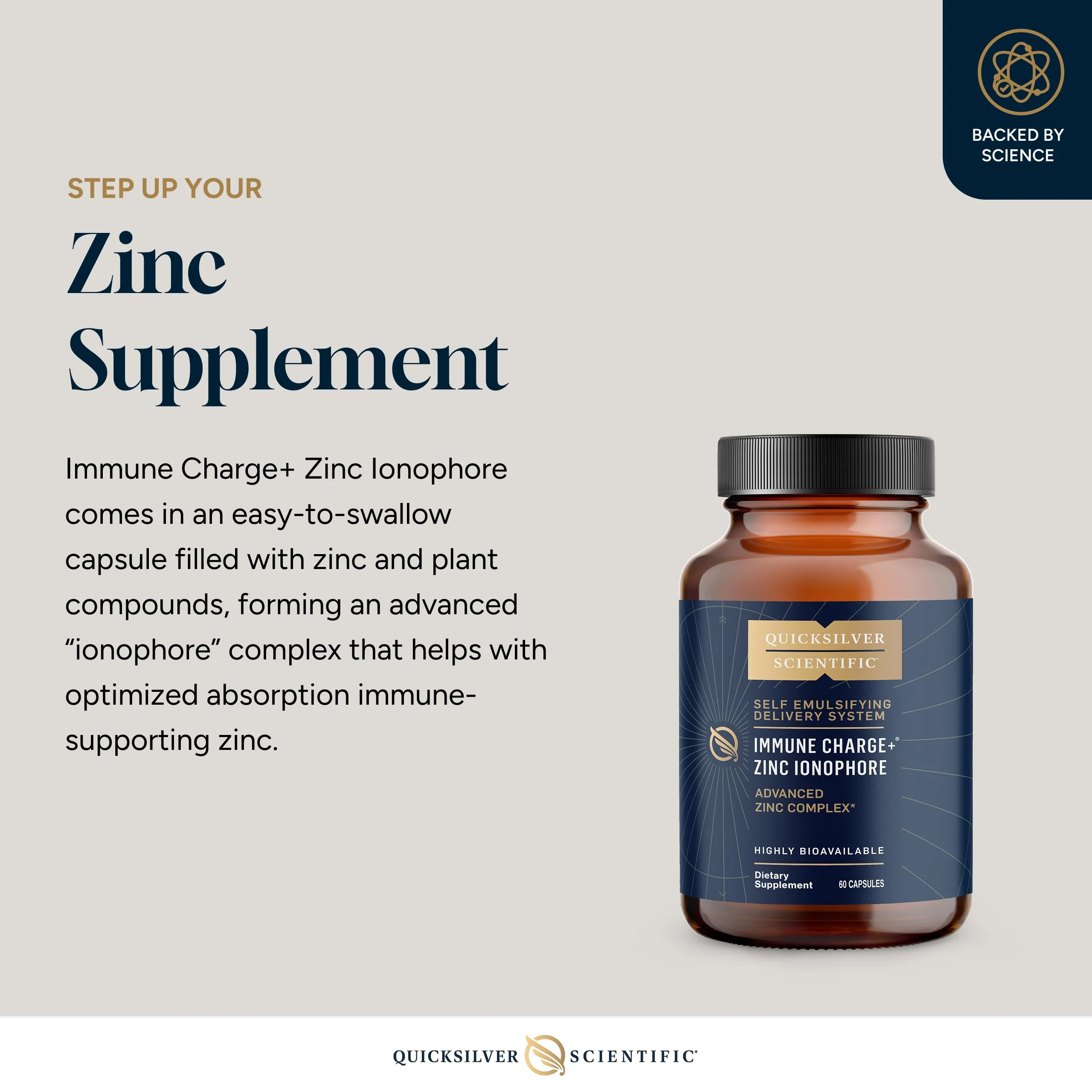 Quicksilver Immune Charge+ Zinc Ionophore – Zinc + Quercetin, Luteolin & Hesperetin (60 Capsules) - Image 3