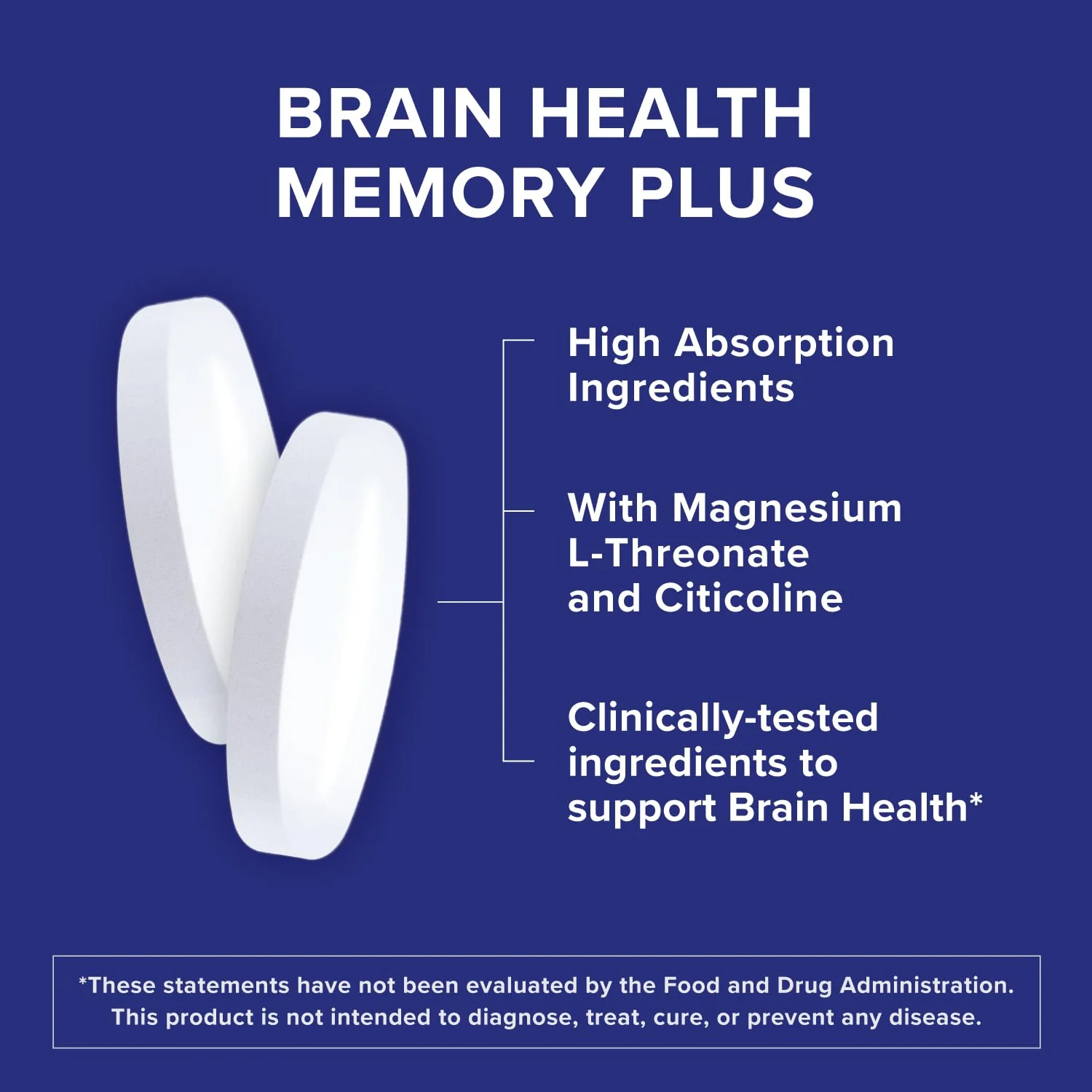 Qunol Brain Health Memory Plus | Magnesium L-Threonate & Cognizin Citicoline for Memory, Focus & Productivity (60 Count) - Image 3