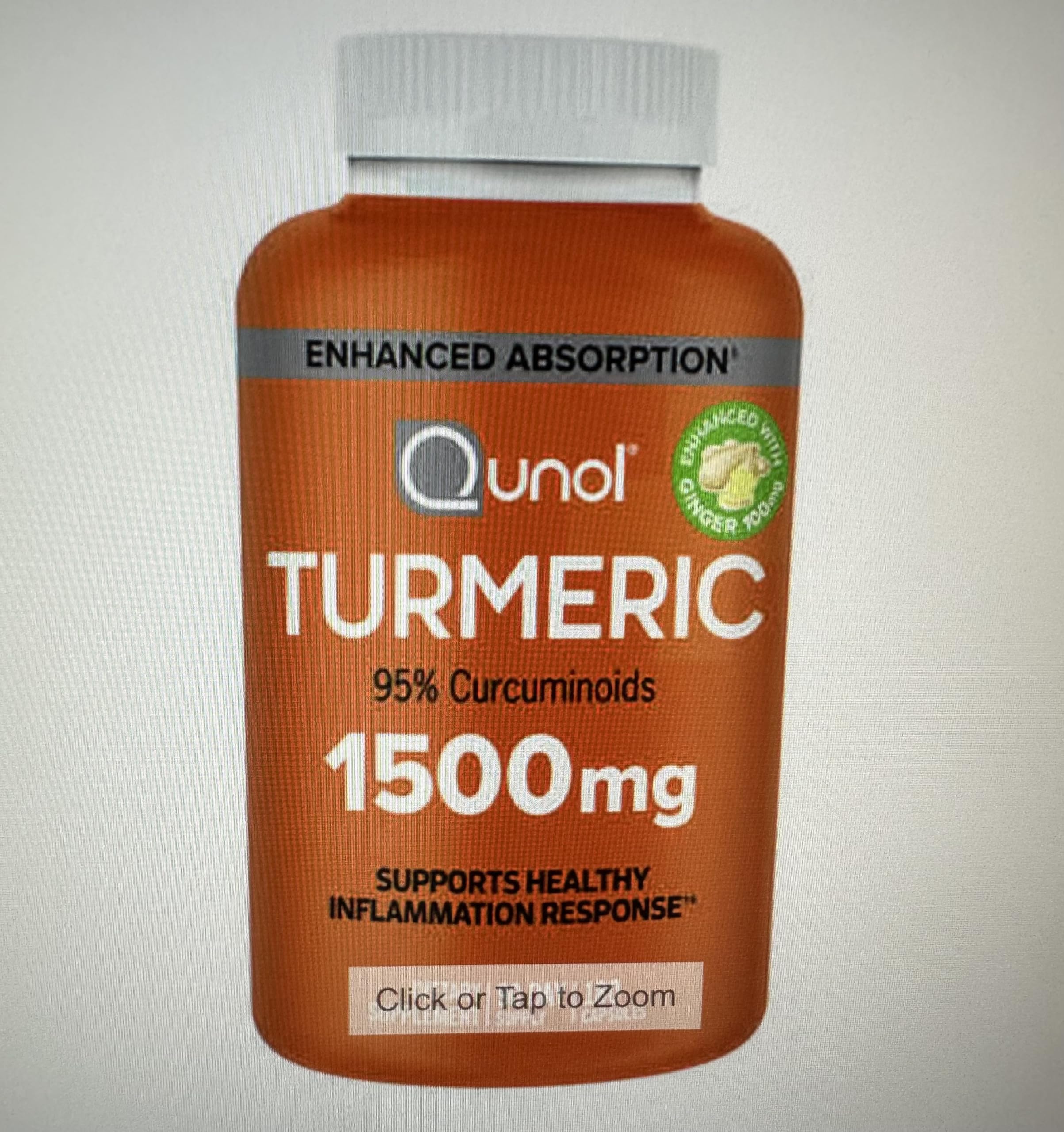 Qunol Turmeric Curcumin 1500mg with Black Pepper & Ginger – 180 Veg Capsules - Image 4