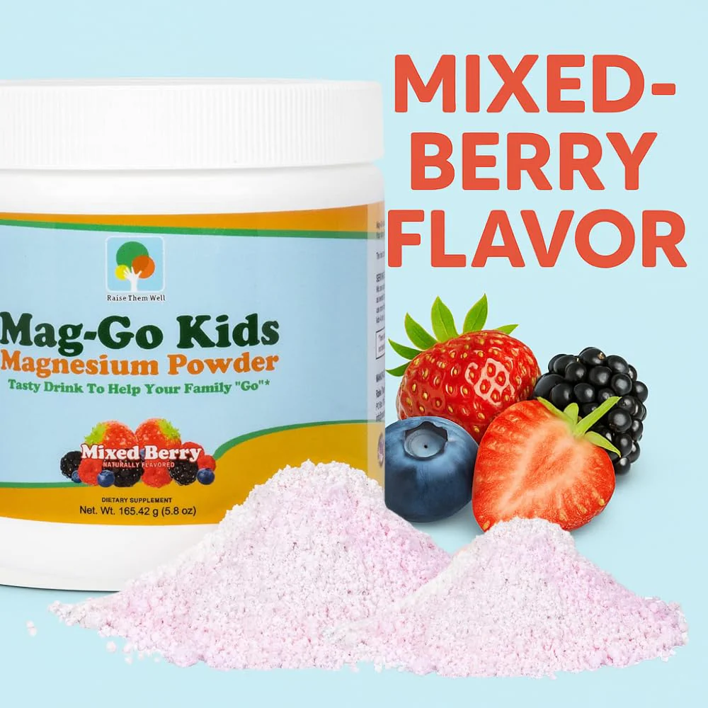 Raise Them Well Mag-Go Kids Magnesium Powder – Constipation Relief, Mixed Berry, 90 Servings - Image 3