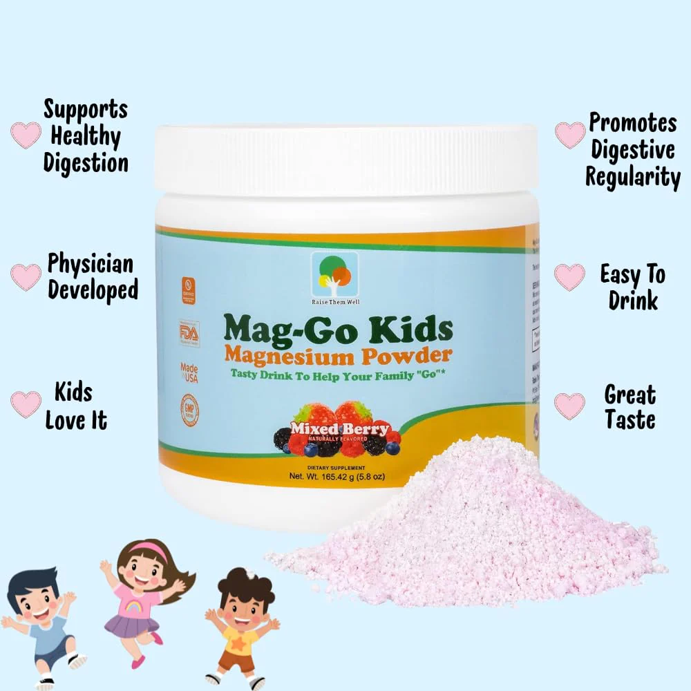 Raise Them Well Mag-Go Kids Magnesium Powder – Constipation Relief, Mixed Berry, 90 Servings - Image 4