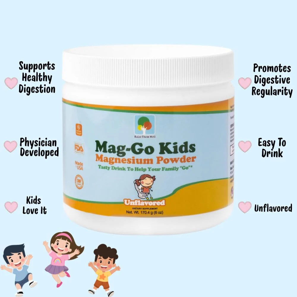 Raise Them Well Mag-Go Kids Magnesium Powder – Constipation Relief (Unflavored) | 140 Servings - Image 4