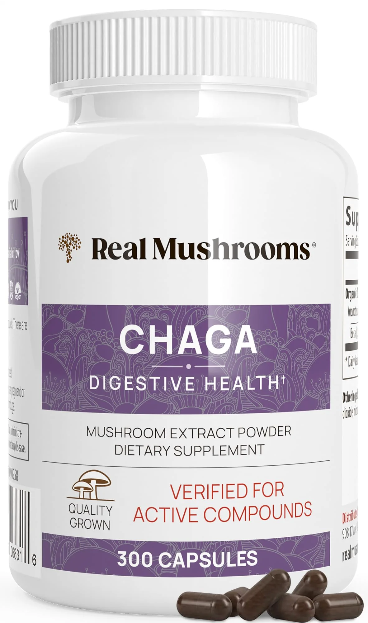 Real Mushrooms Chaga Capsules – Organic Chaga Extract, Vegan & Non-GMO, 300 Capsules - Image 8