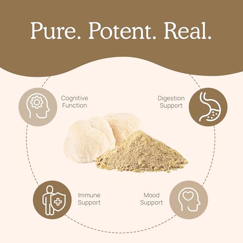 Real Mushrooms Lions Mane Supplement - Organic, Vegan, Non-GMO | 60 Servings - Image 2