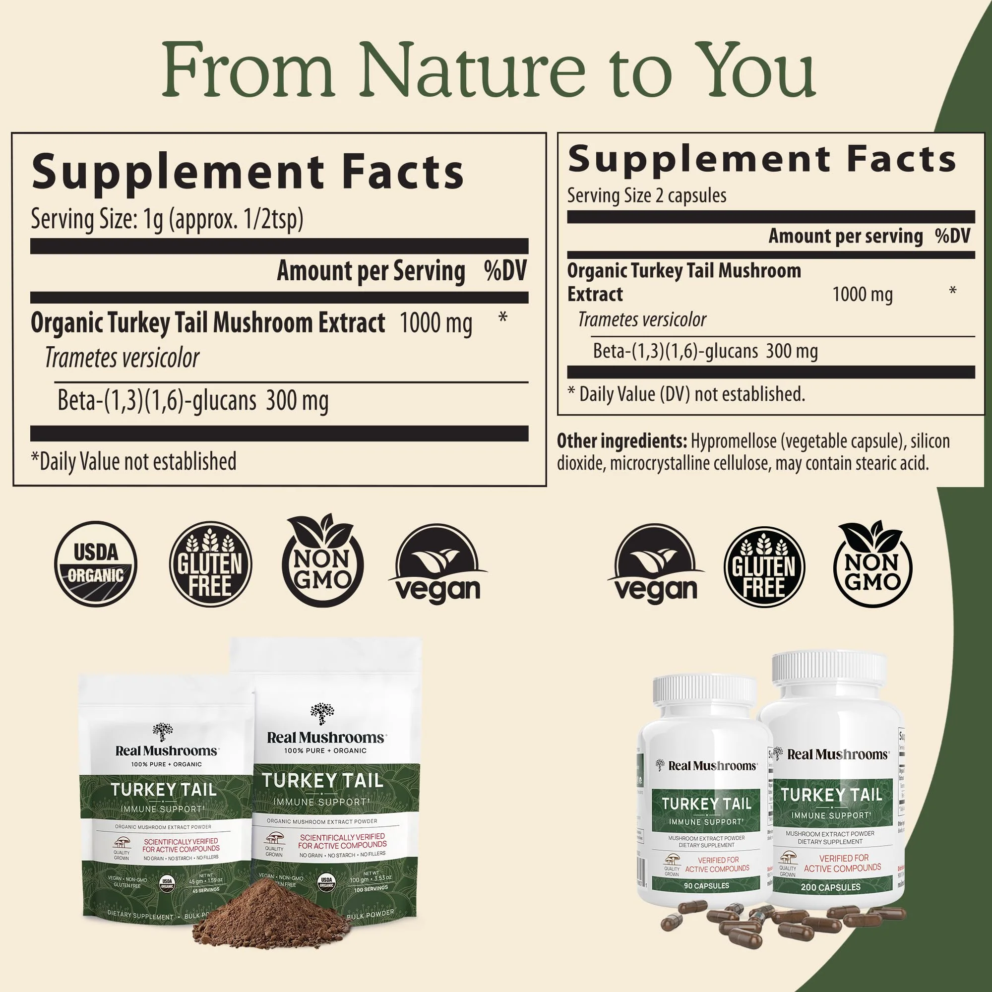 Real Mushrooms Turkey Tail Mushroom Powder – Organic Extract, 100 Servings | Vegan & Non-GMO - Image 3