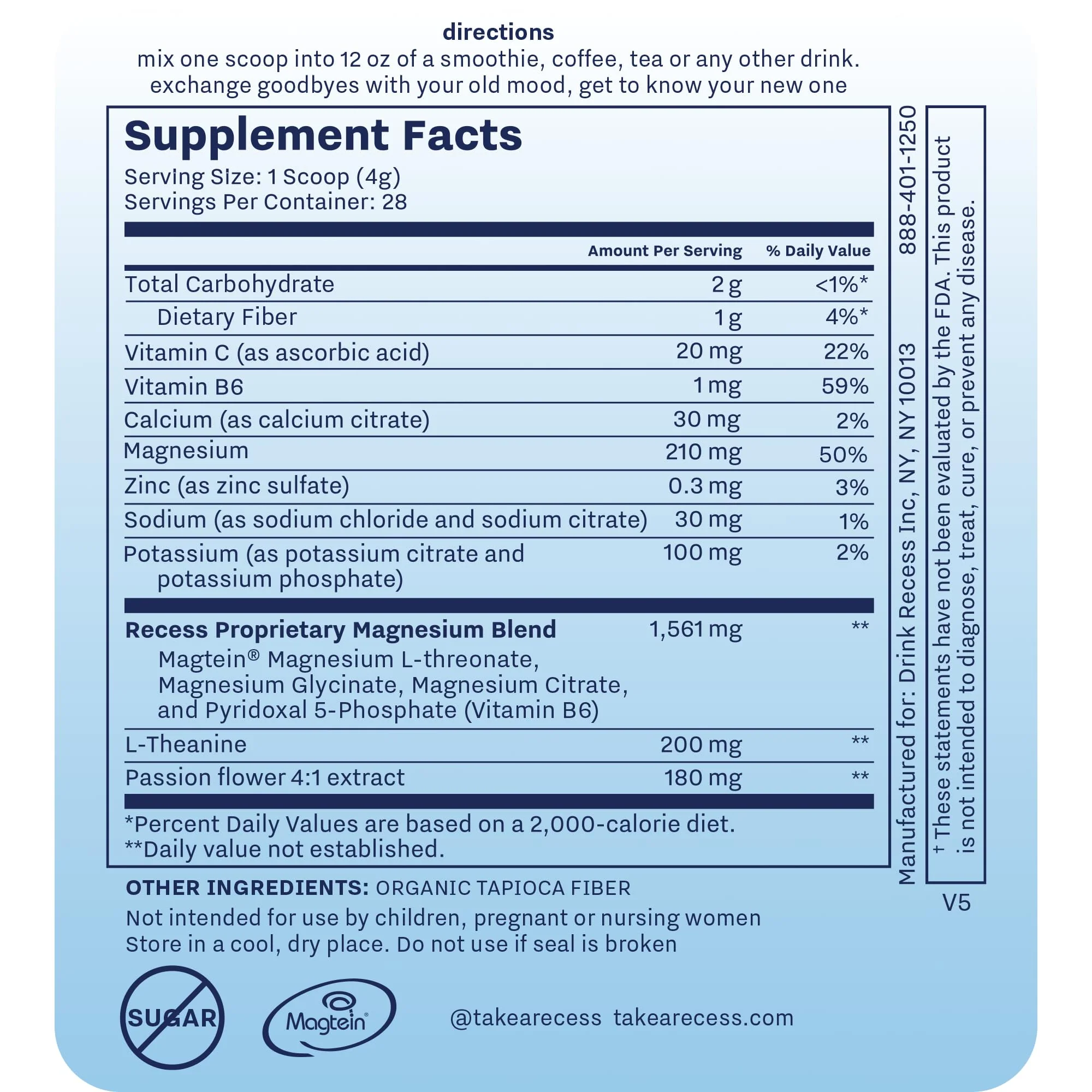 Recess Mood Powder – Calming Magnesium L-Threonate + Passion Flower & L-Theanine - Image 3