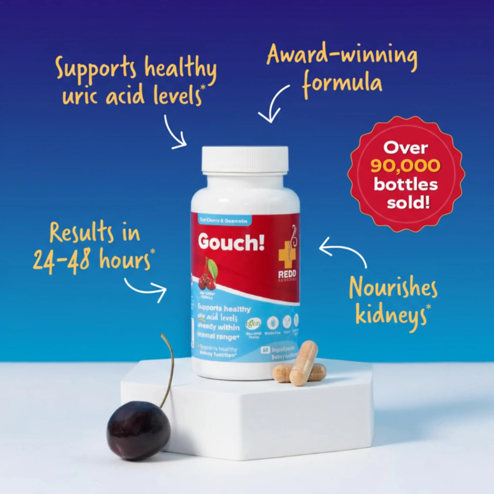 Redd Remedies Gouch! — Joint & Uric Acid Support with Tart Cherry & Quercetin | 120 Vegan Capsules - Image 11