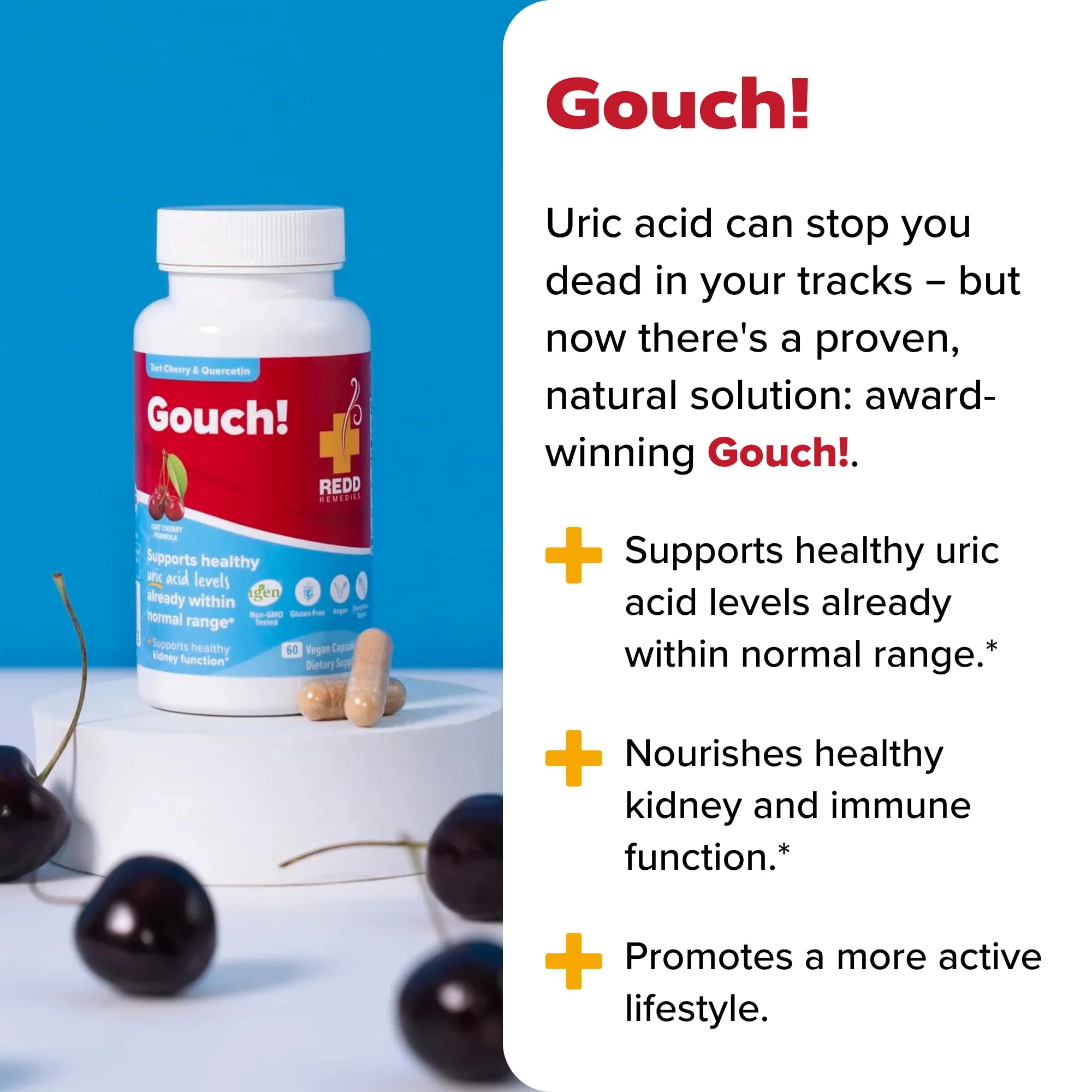 Redd Remedies Gouch! — Joint & Uric Acid Support with Tart Cherry & Quercetin | 120 Vegan Capsules - Image 12