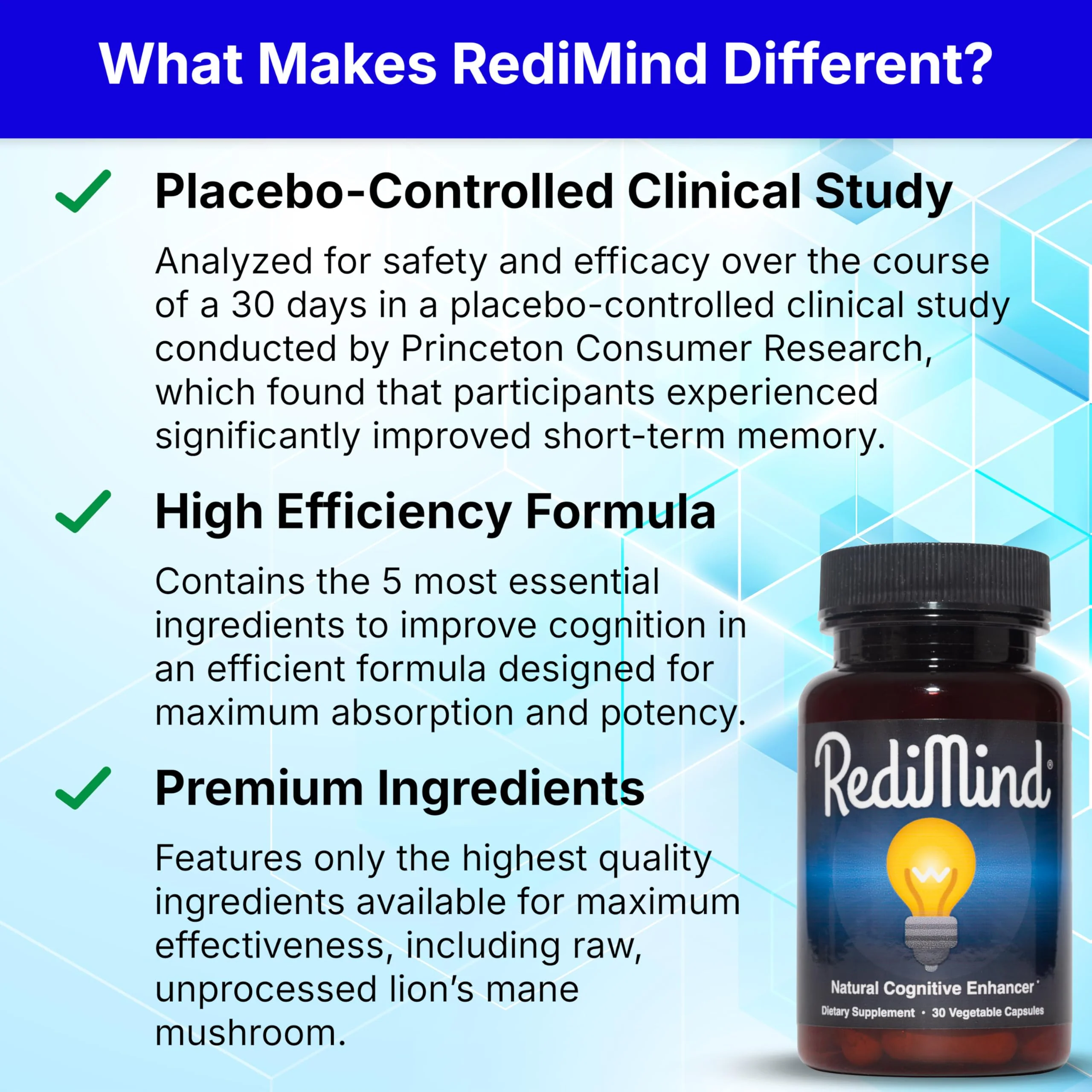 RediMind - Natural Cognitive Enhancement Capsule | Non-GMO, Vegan, Gluten-Free - Image 4