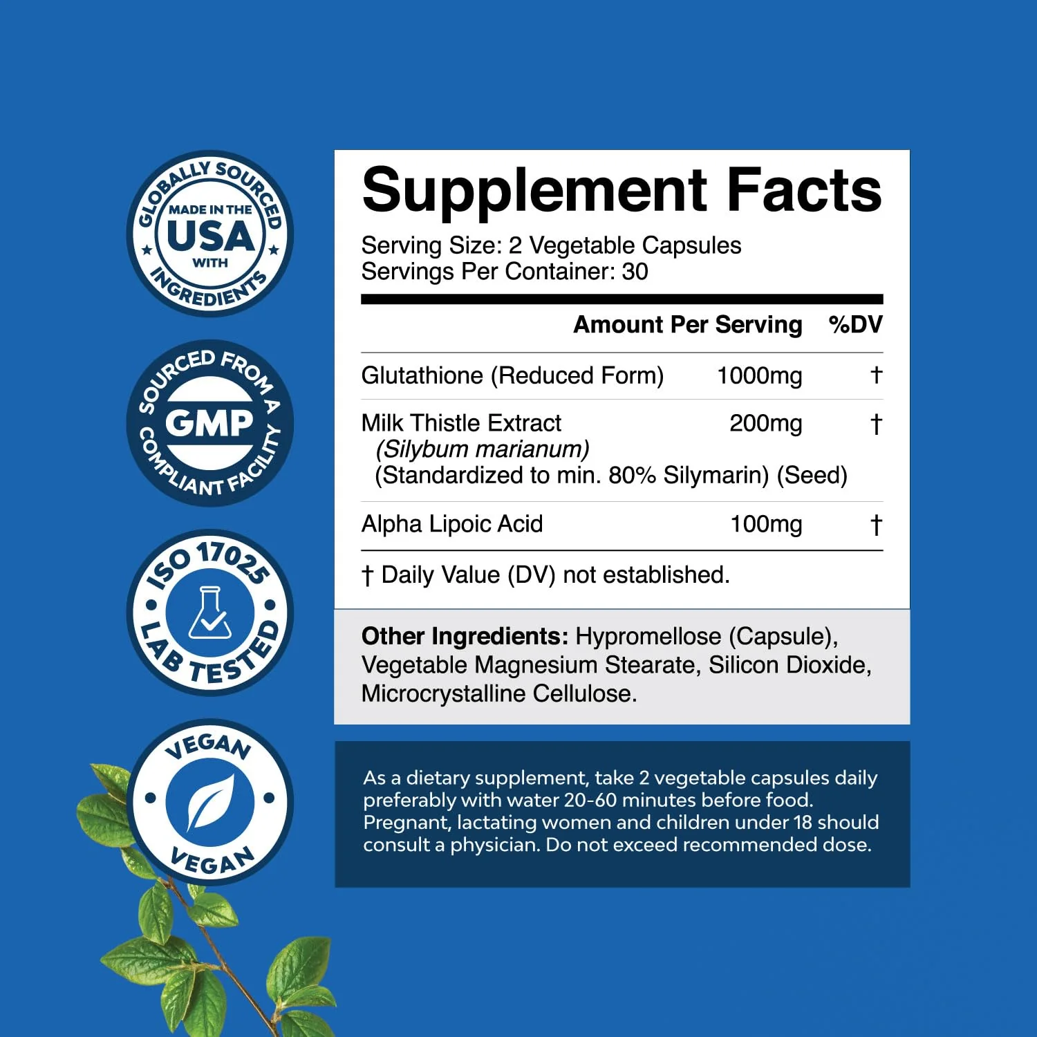 Reduced Glutathione + Milk Thistle 1000mg - Skin Radiance, Liver & Immune Support | 60 Count - Image 10