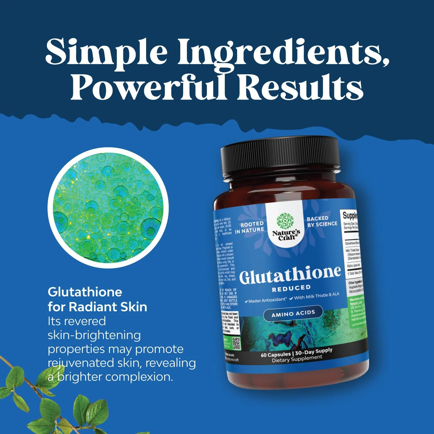 Reduced Glutathione + Milk Thistle 1000mg - Skin Radiance, Liver & Immune Support | 60 Count - Image 5