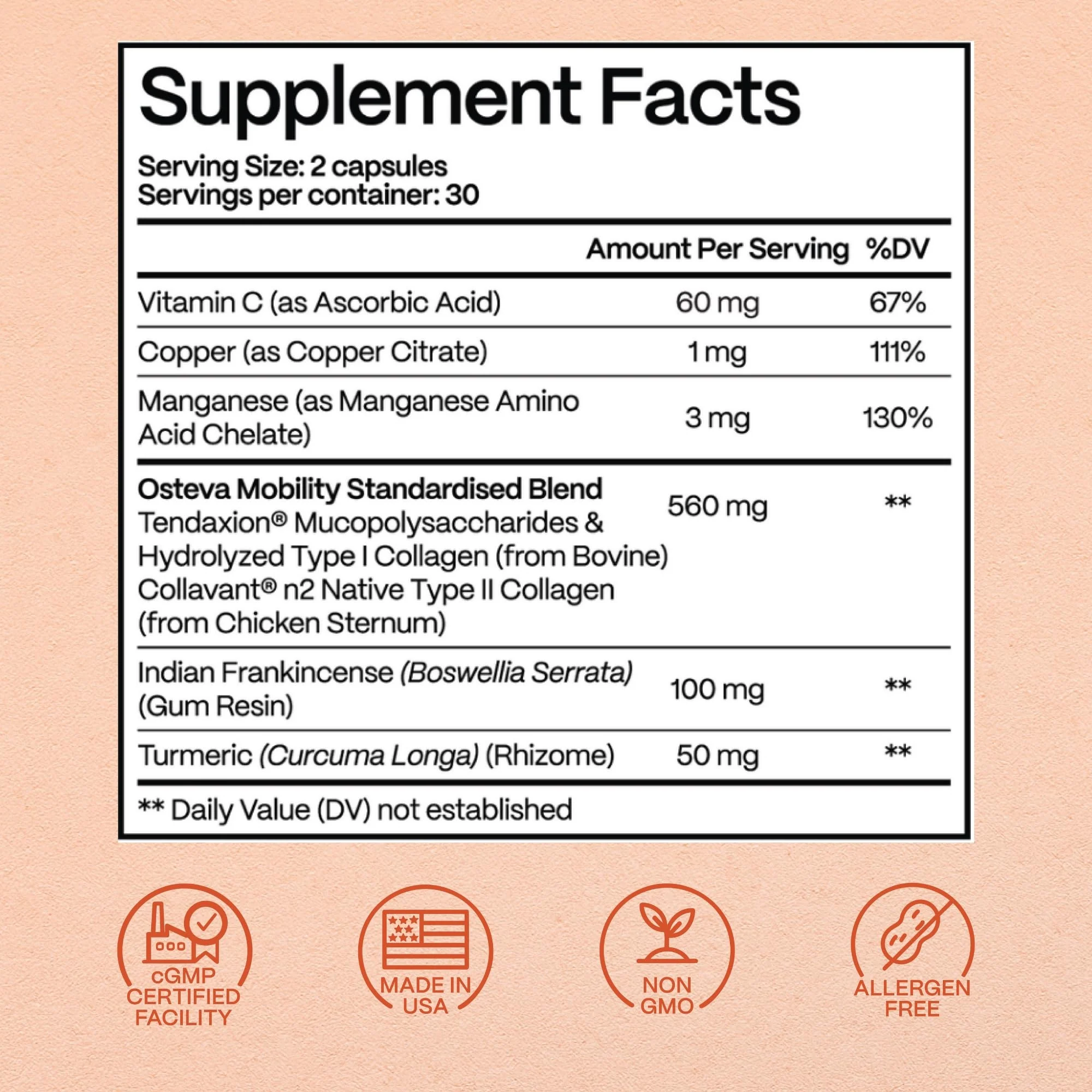 Rejuveen Osteva Joint Support – High Potency Collagen, Turmeric & Boswellia | 60 Count | Non-GMO - Image 10