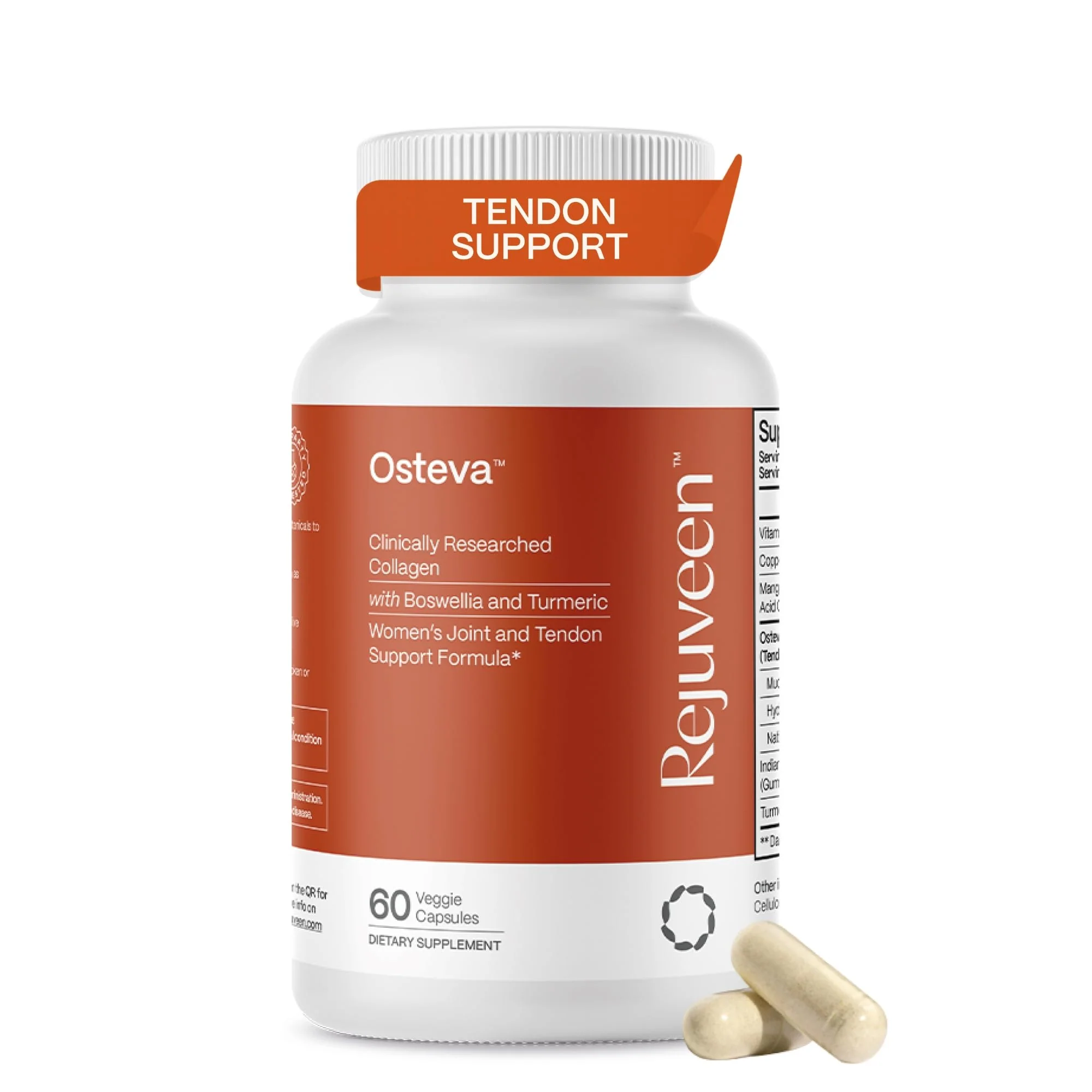 Rejuveen Osteva Joint Support – High Potency Collagen, Turmeric & Boswellia | 60 Count | Non-GMO - Image 7
