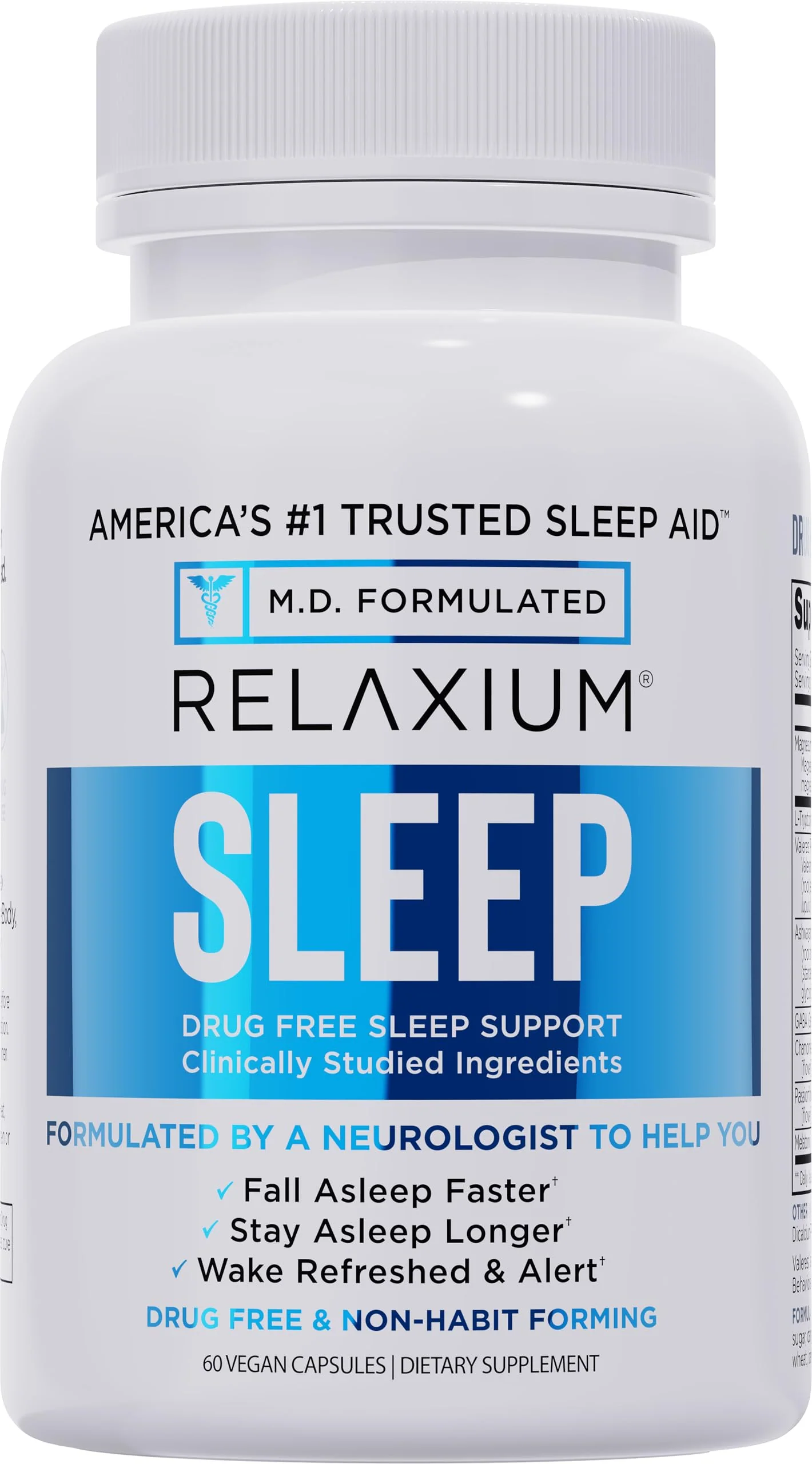 Relaxium Sleep Aid for Adults – Melatonin 5mg + Magnesium Glycinate (60 Capsules)