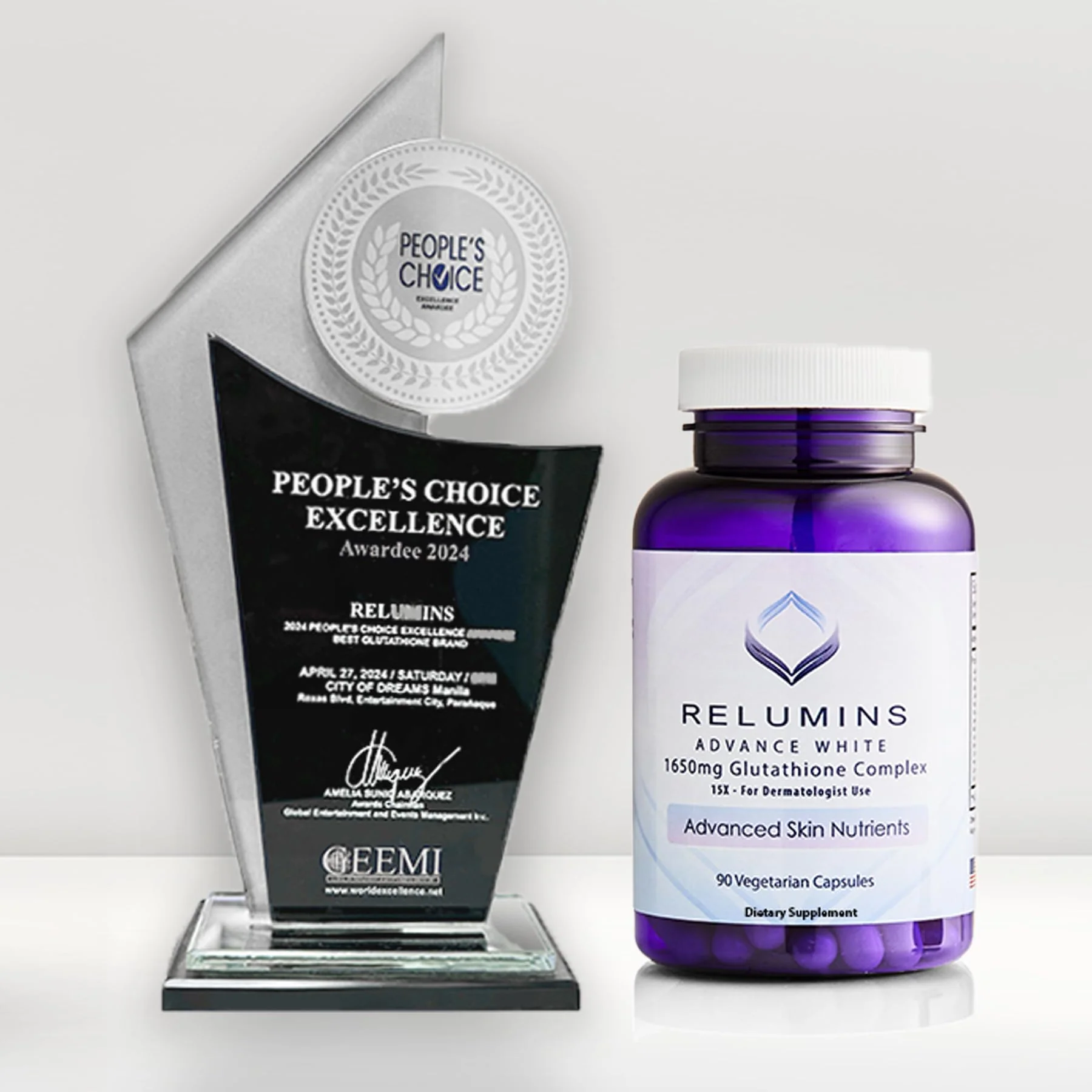 Relumins 1650mg L-Glutathione Complex with HA – 5 Bottles, Made in USA - Image 4