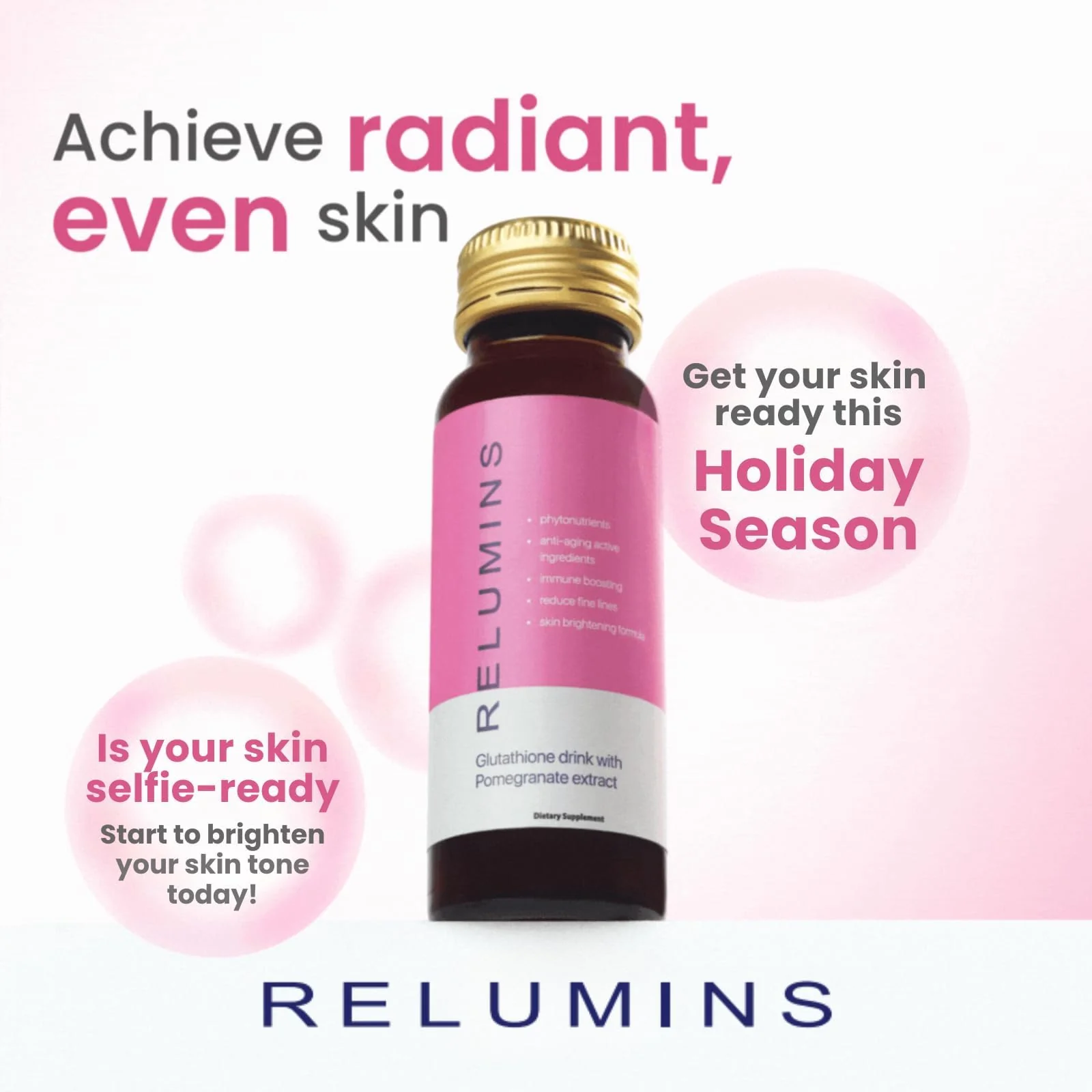 Relumins Glutathione Hydration Shots – Holiday Glow, Deep Hydration & Antioxidant Support | 10 x 50ml | Made in USA - Image 2