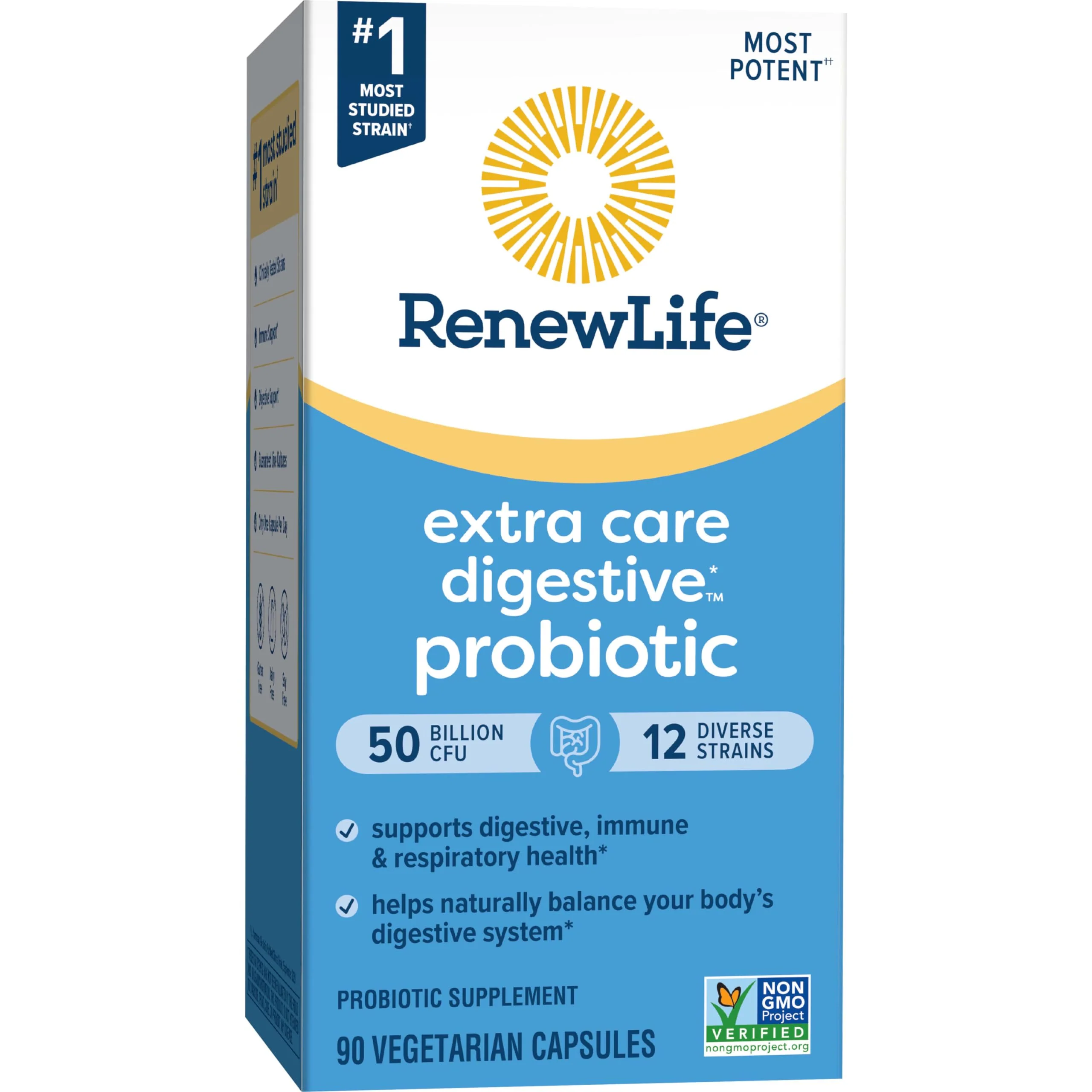 Renew Life Extra Care Probiotic – 50 Billion CFU, 12 Strains, 90 Caps | Gluten-Free, Dairy-Free, Soy-Free - Image 7