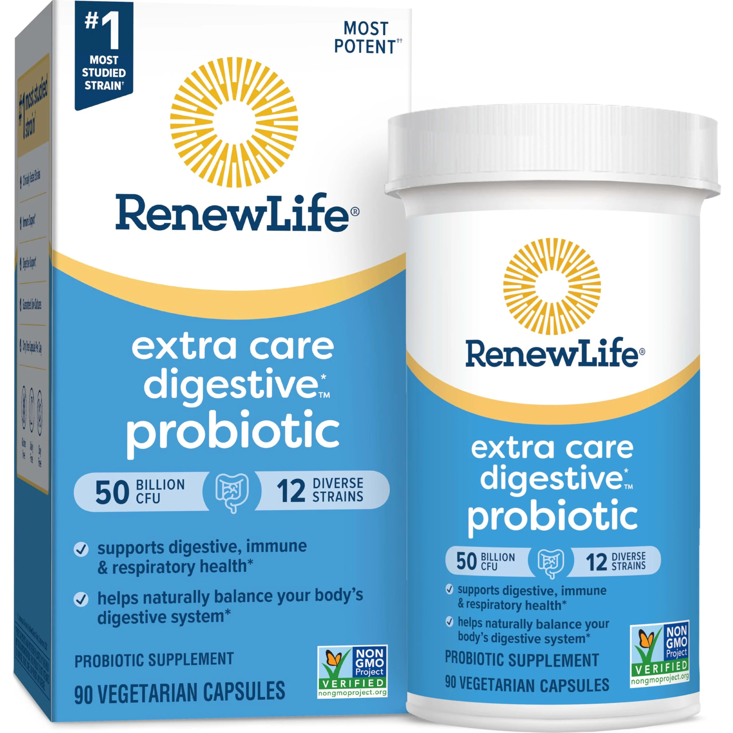 Renew Life Extra Care Probiotic – 50 Billion CFU, 12 Strains, 90 Caps | Gluten-Free, Dairy-Free, Soy-Free - Image 9