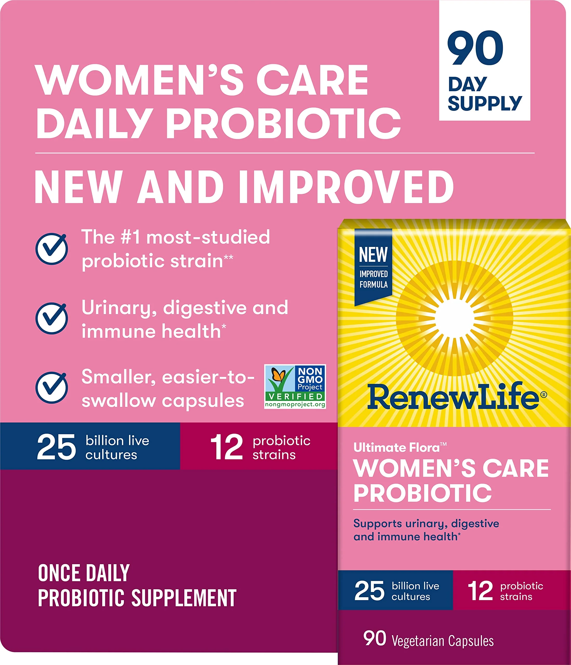Renew Life Ultimate Flora Women's Care Probiotic 25 Billion CFU - 90 Capsules | Gluten Free, Non-GMO - Image 6