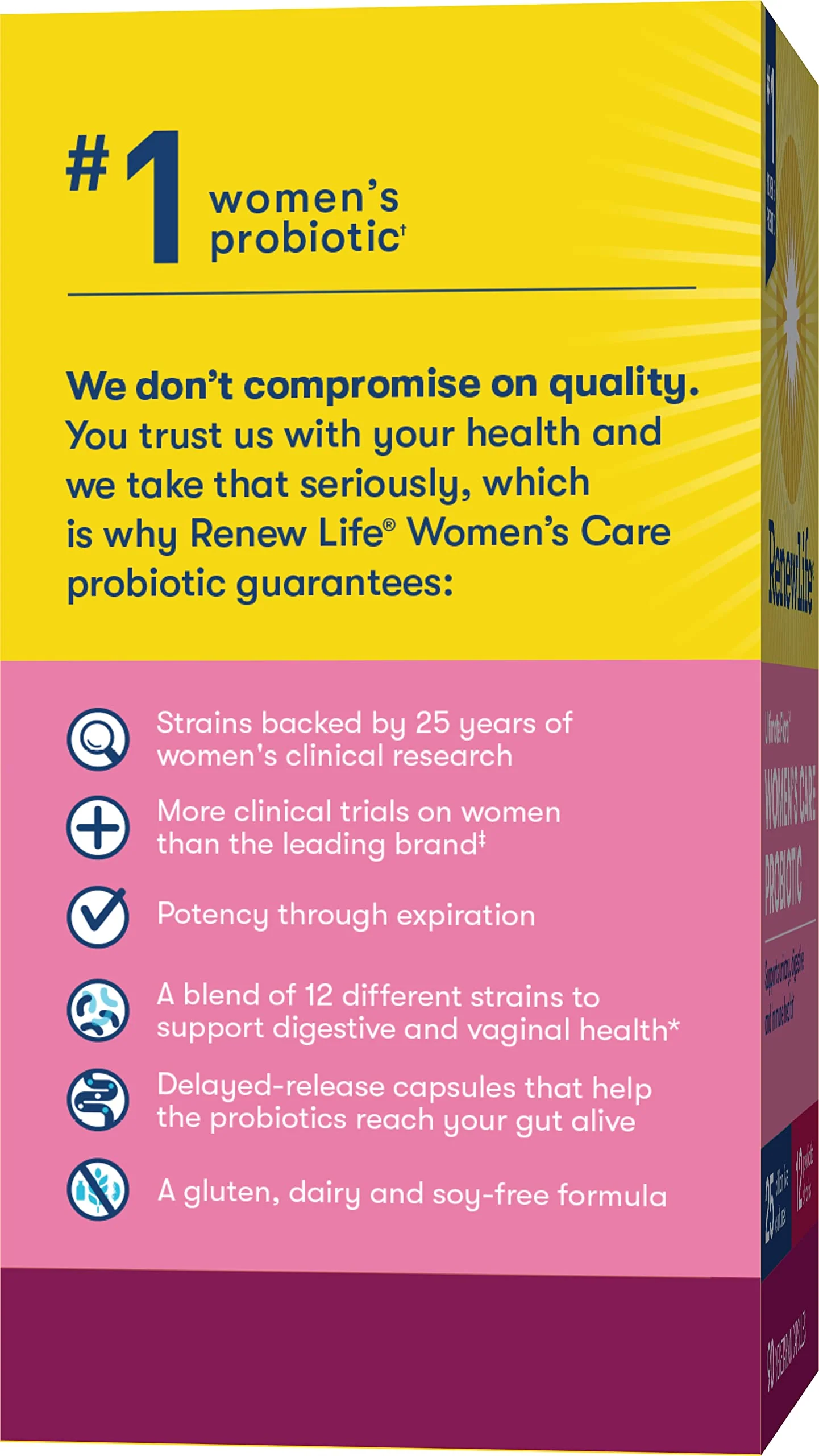 Renew Life Ultimate Flora Women's Care Probiotic 25 Billion CFU - 90 Capsules | Gluten Free, Non-GMO - Image 7