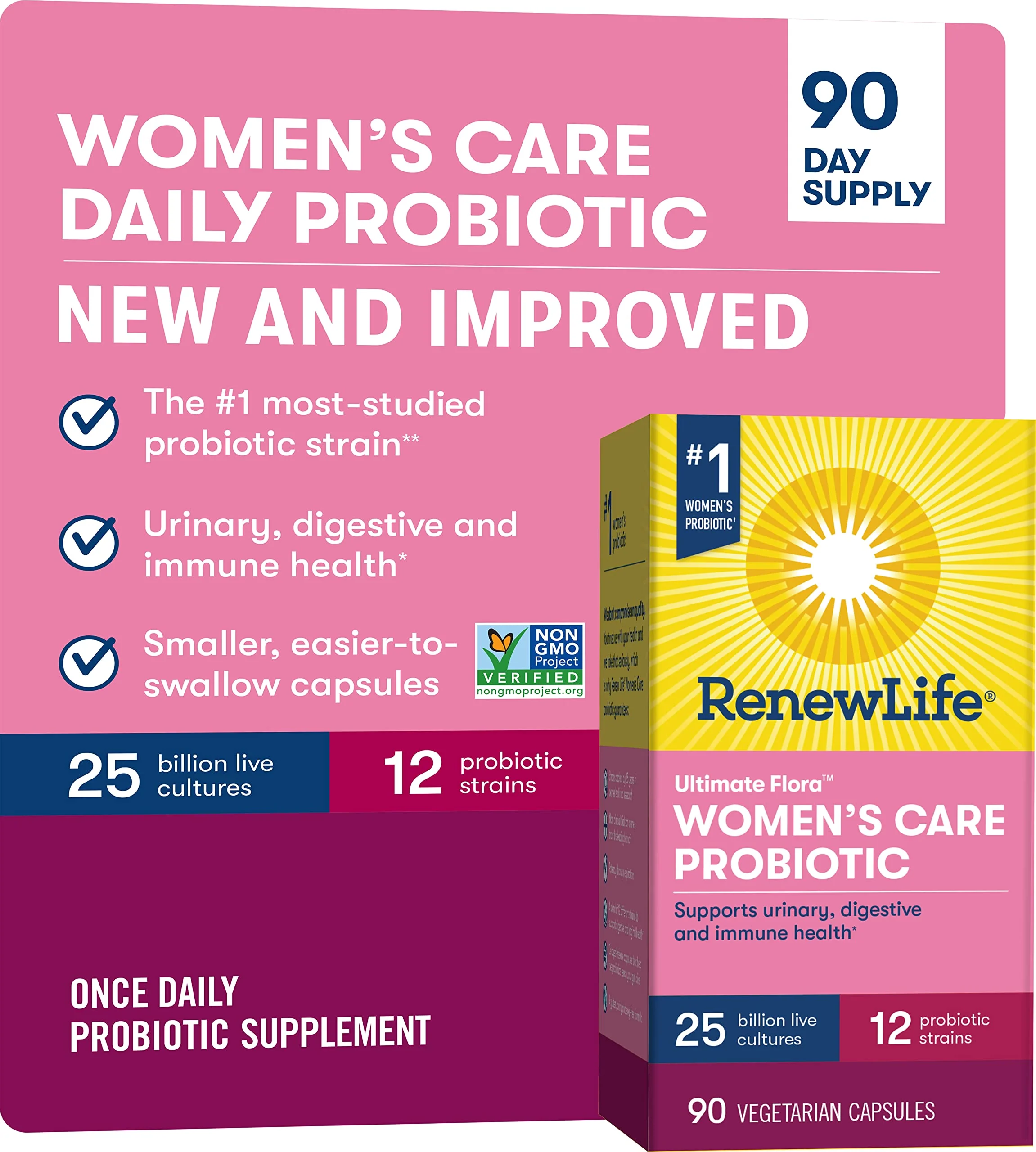 Renew Life Ultimate Flora Women's Care Probiotic 25 Billion CFU - 90 Capsules | Gluten Free, Non-GMO - Image 9