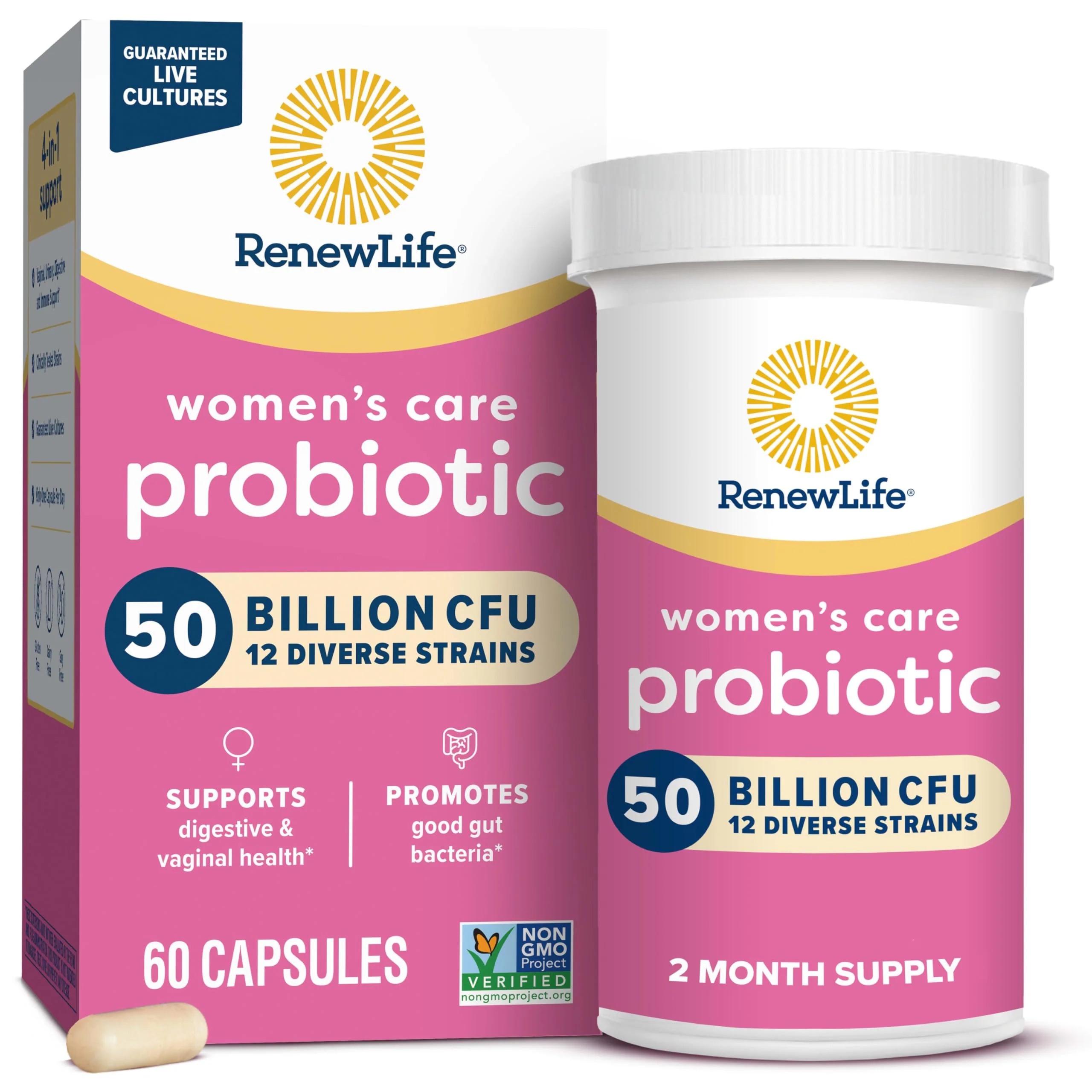 Renew Life Women's Probiotic Capsules - 50 Billion CFU, 60 Count | Vaginal, Urinary, Digestive & Immune Support - Image 9