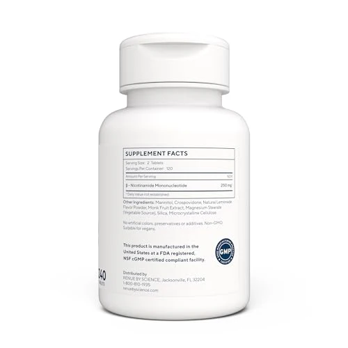 Renue By Science NMN Supplement | 240 Chewable Tablets – 125 mg NMN per Serving | Lemon Flavor | Made in USA | Third-Party Tested - Image 8