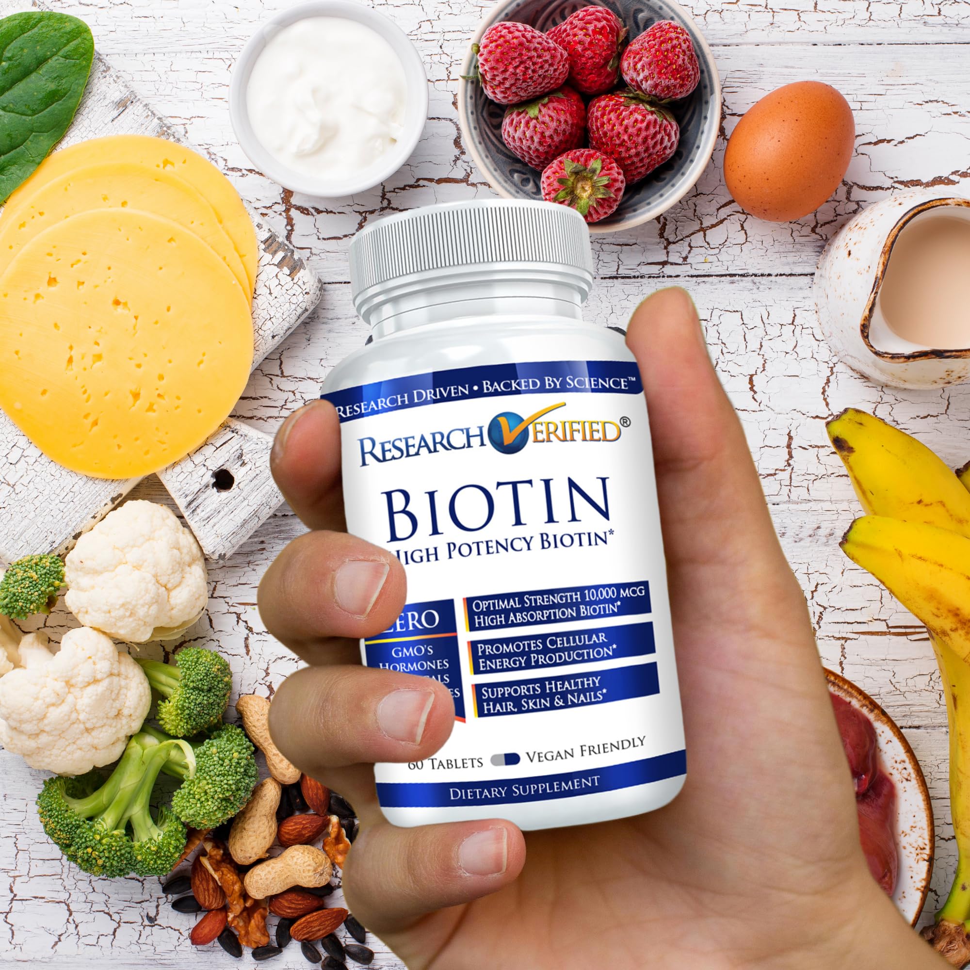 Research Verified Biotin 10,000mcg – Vegan Hair, Skin & Nails - Image 5