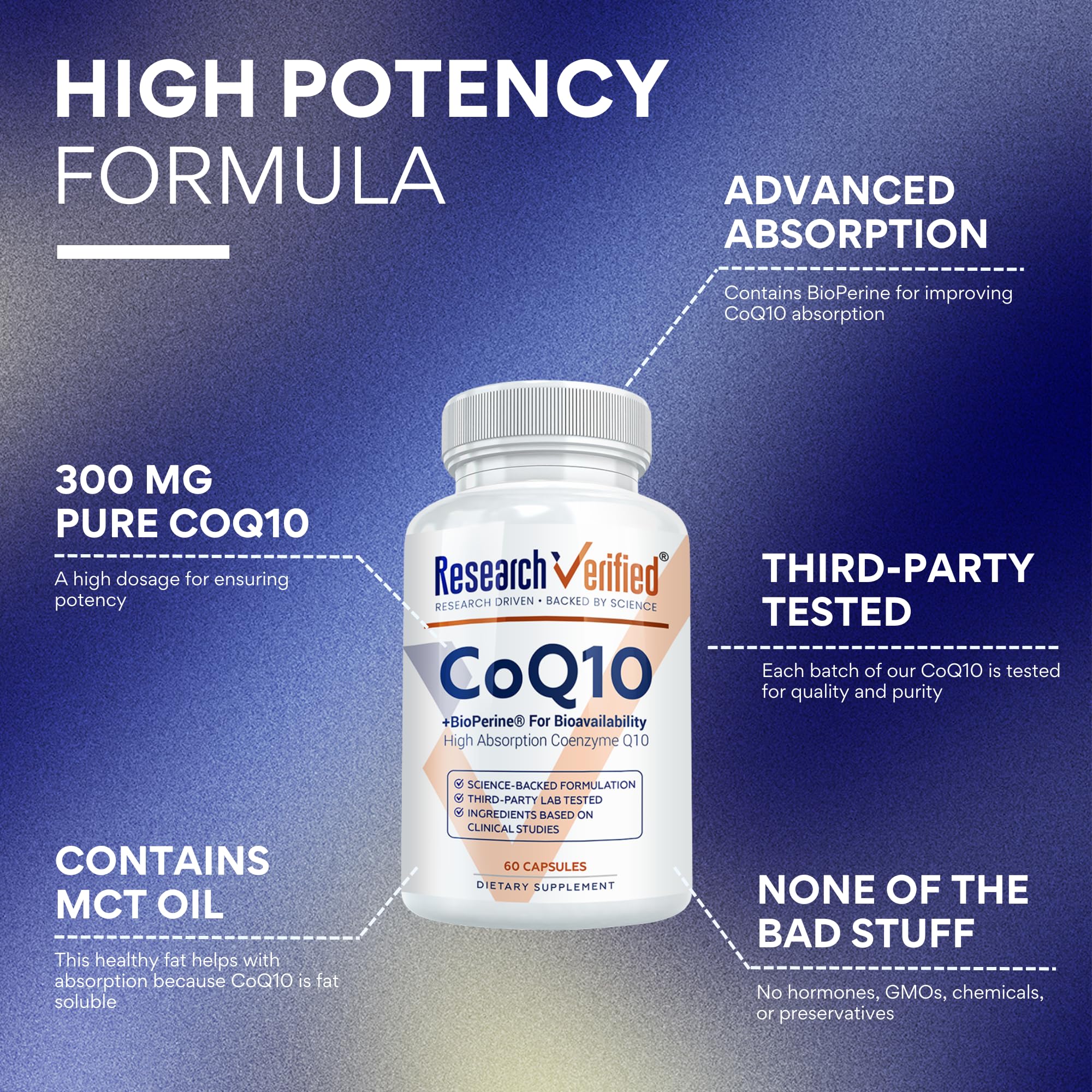 Research Verified CoQ10 – 250mg Pure CoQ10 with Bioperine, 180 Vegan Capsules | Enhanced Absorption - Image 11