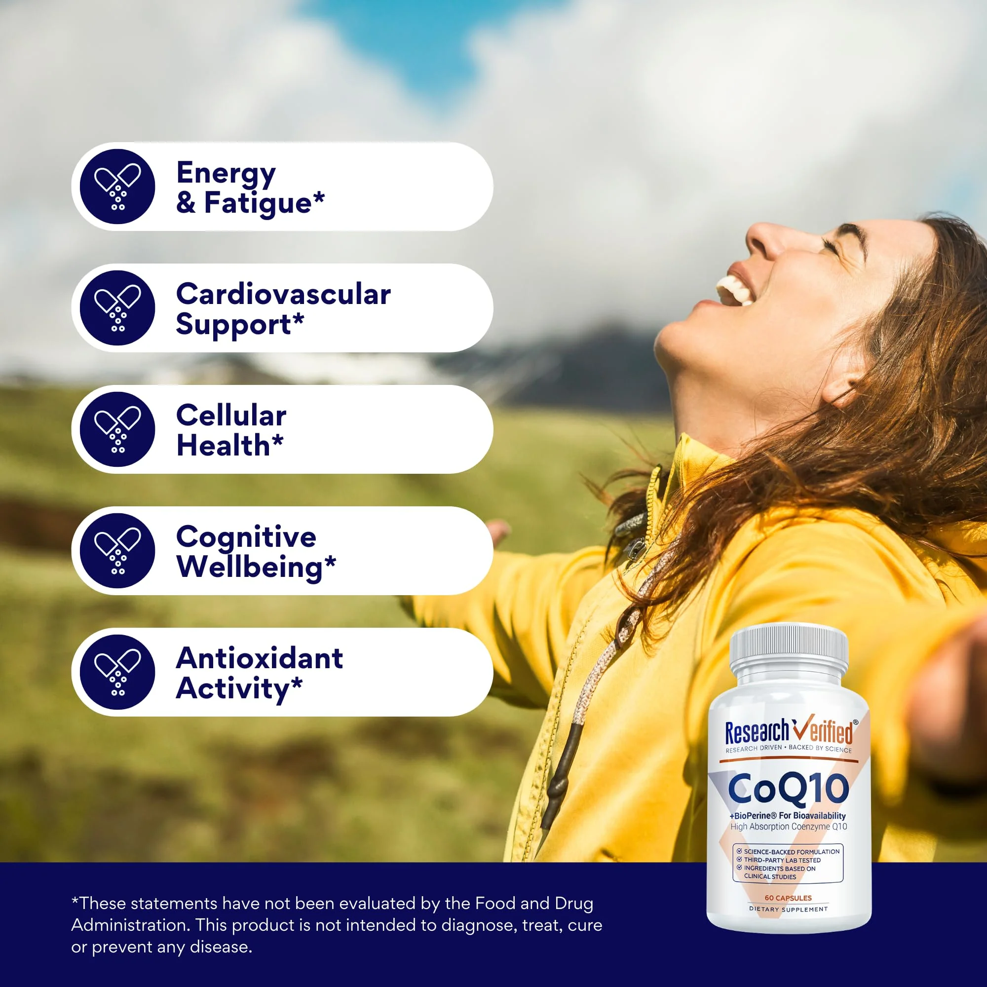 Research Verified CoQ10 – 250mg Pure CoQ10 with Bioperine, 180 Vegan Capsules | Enhanced Absorption - Image 12