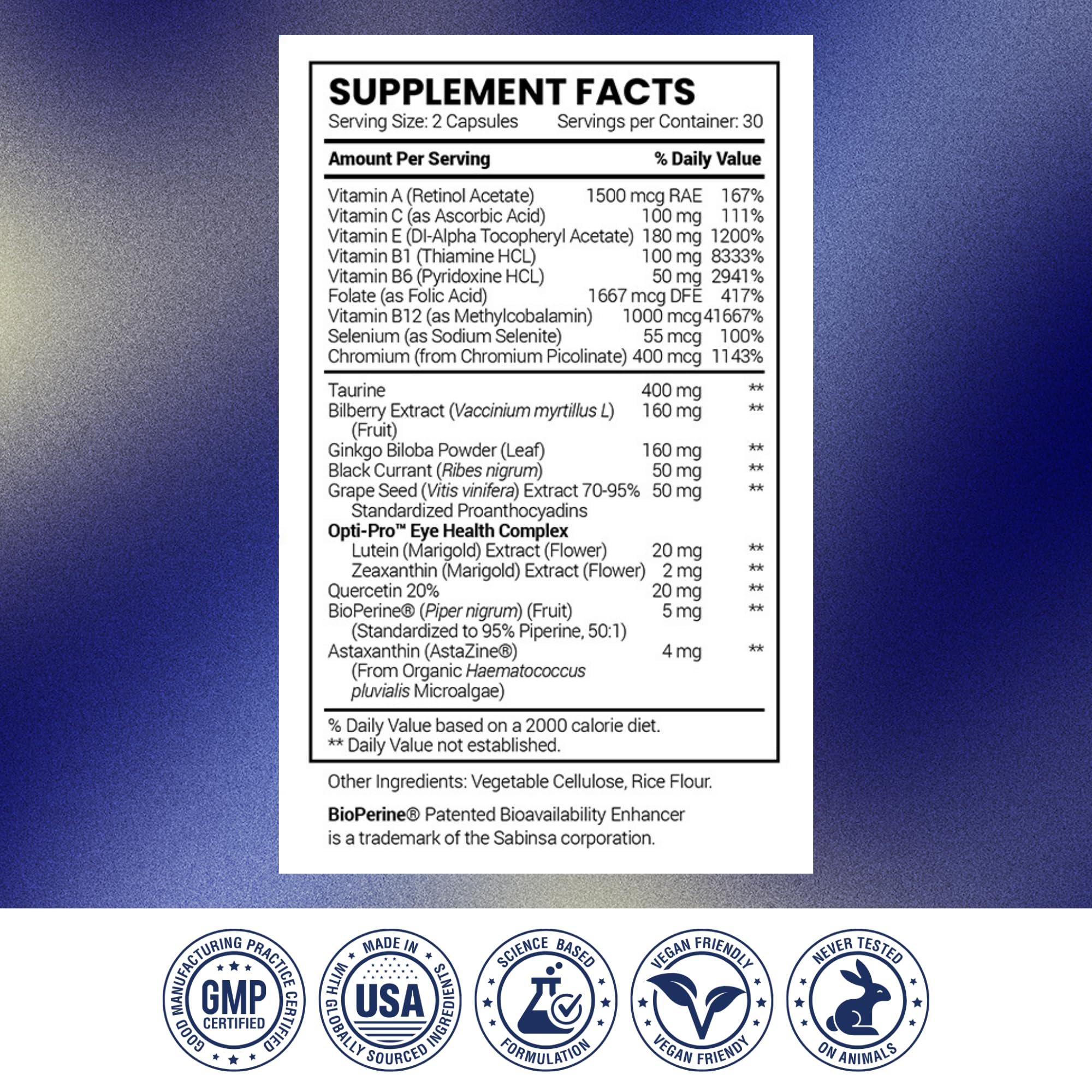 Research Verified Eye Health - Nourish and Protect Eyes and Vision, Support Healthy Retina, Improve Blood Supply to Eyes - Vitamins A, B, C, and E - 180 Capsules - 3 Month Supply - Made in The USA - Image 8