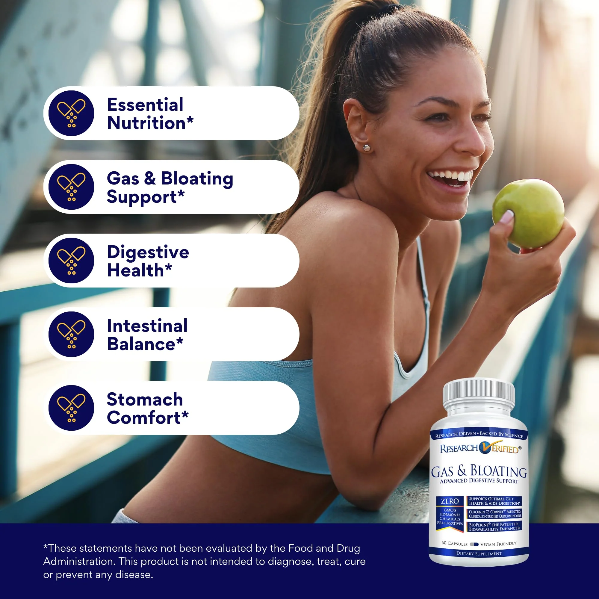 Research Verified Gas and Bloating – Artichoke, Ginger & Peppermint – 180 Vegan Capsules - Image 3