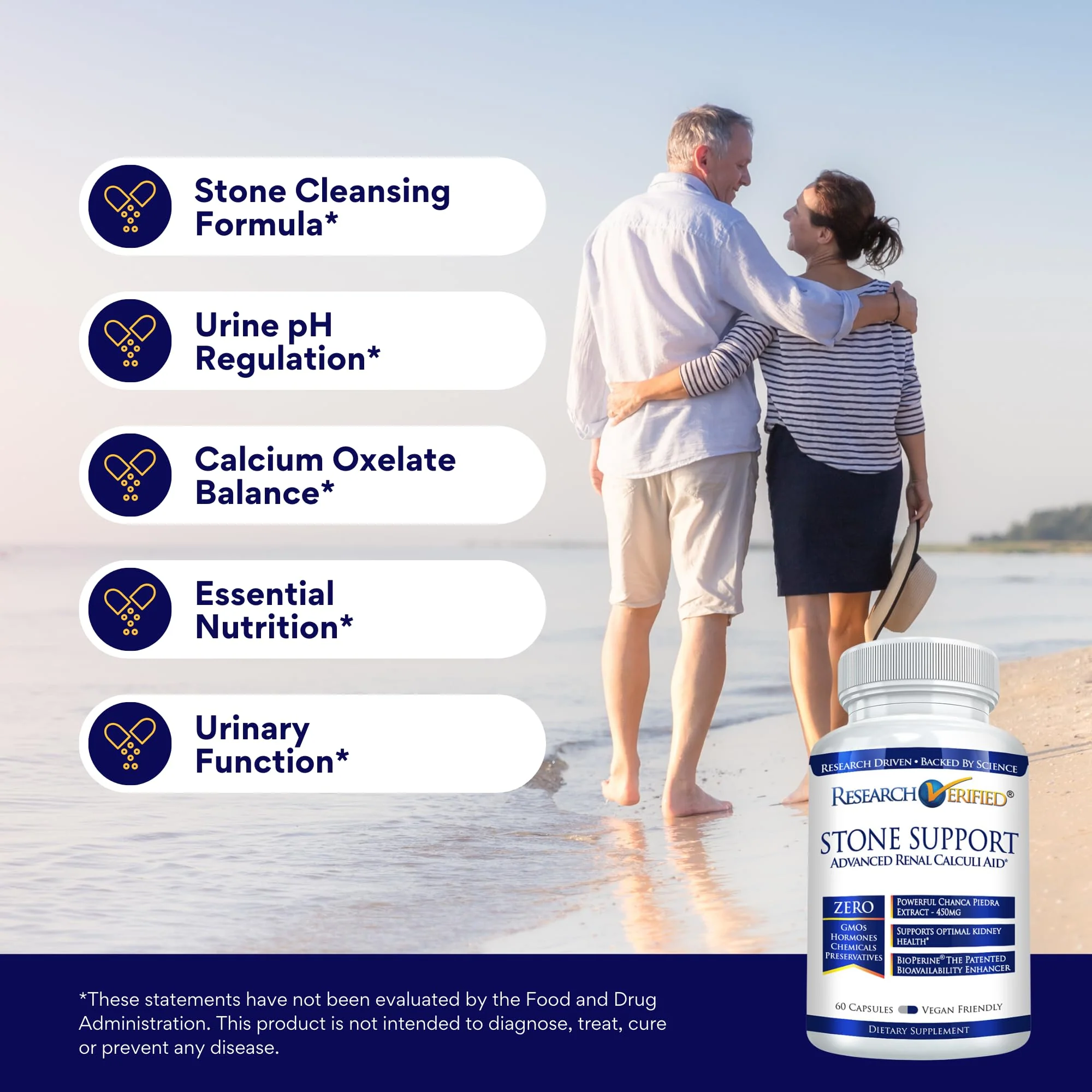 Research Verified Stone Support - Kidney Stone Defense | Chanca Piedra, Crataeva Nurvala, BioPerine | Vegan - 60 Capsules - Image 3