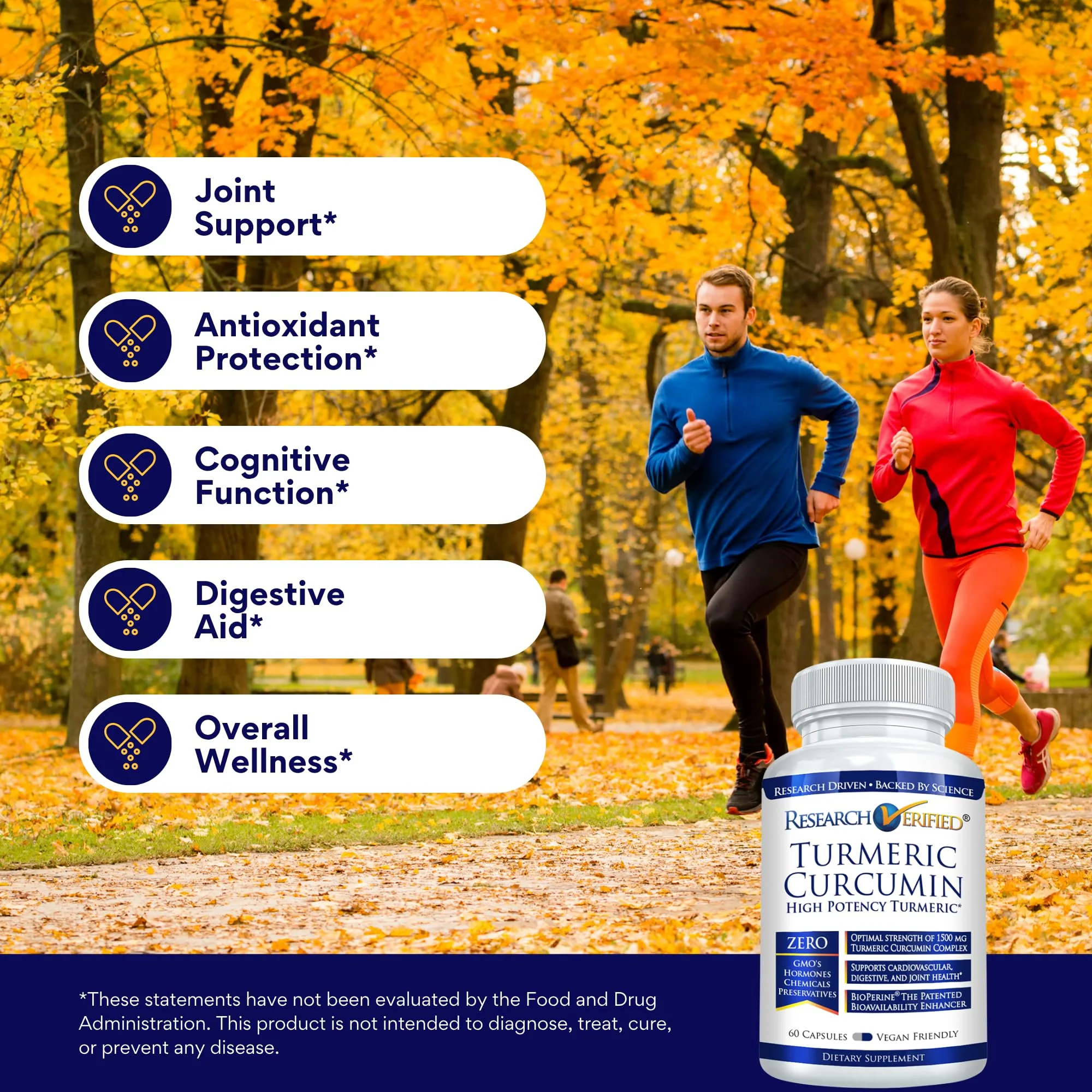 Research Verified Turmeric Curcumin with BioPerine — 60 Capsules — Made in USA - Image 3