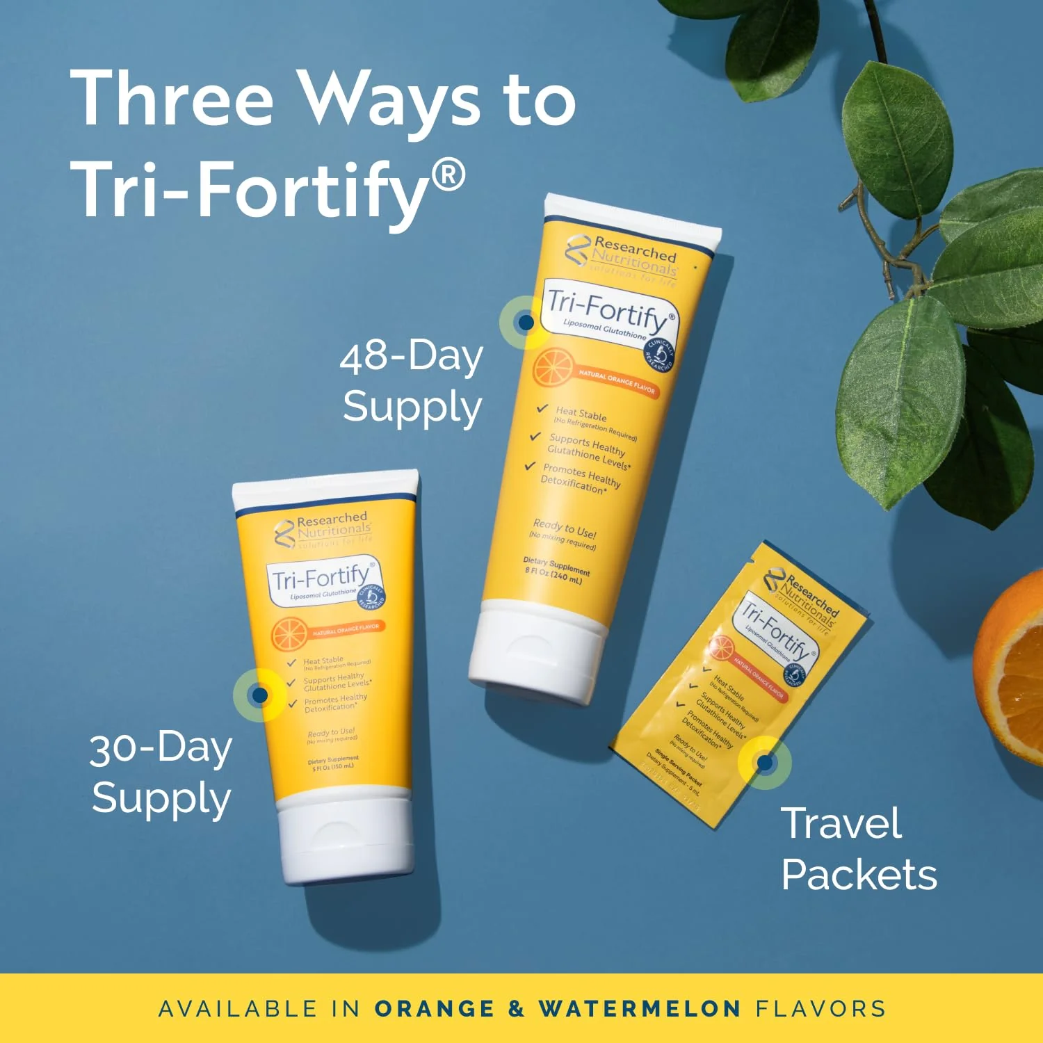 Researched Nutritionals Liposomal Glutathione (450mg) Liquid Gel + Vitamin C — Tri-Fortify | Immune Support & Detox, Orange Flavor, 20 Pack - Image 5