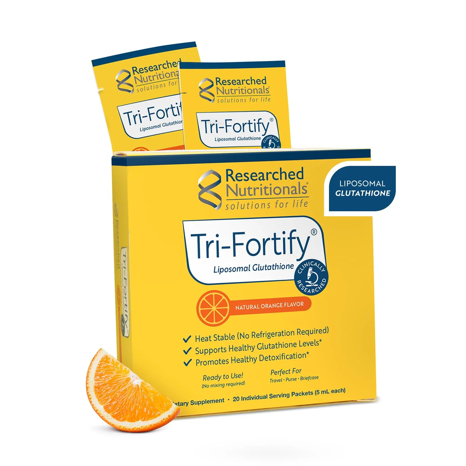 Researched Nutritionals Liposomal Glutathione (450mg) Liquid Gel + Vitamin C — Tri-Fortify | Immune Support & Detox, Orange Flavor, 20 Pack - Image 9