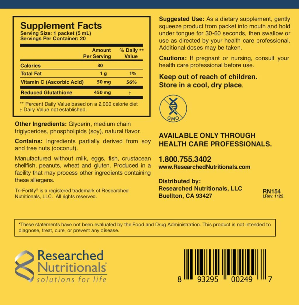 Researched Nutritionals Liposomal Glutathione (450mg) Liquid Gel + Vitamin C – Tri-Fortify, Watermelon, 20 Packets - Image 14