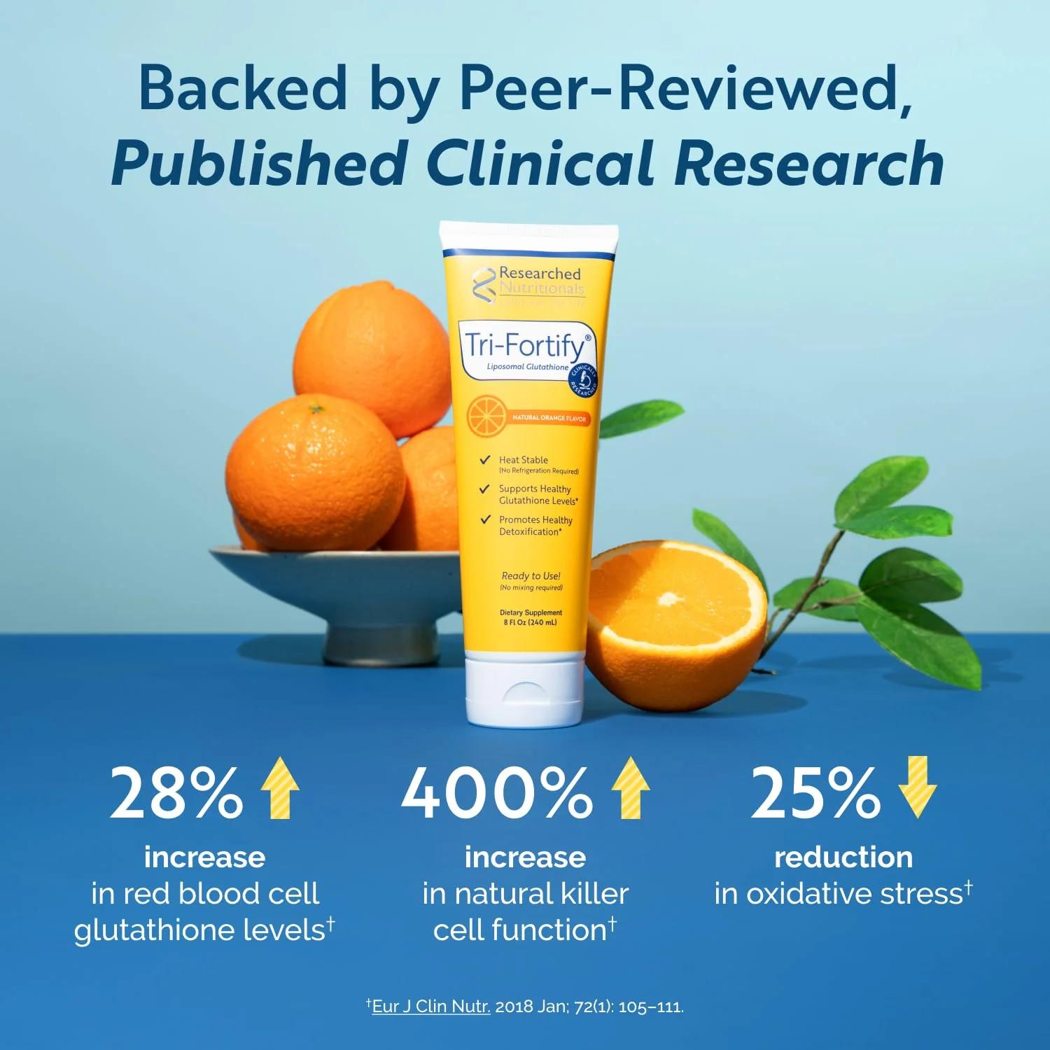 Researched Nutritionals Liposomal Glutathione 450mg Orange 5oz | Tri-Fortify Liquid Gel + Vitamin C – Immune Support & Detox - Image 3