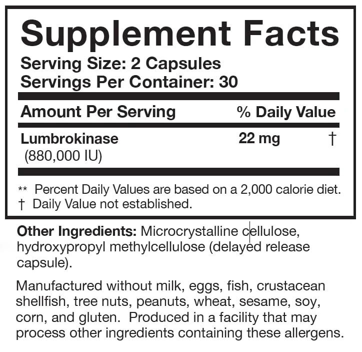 Researched Nutritionals Lumbrokinase — High-Potency 880,000 IU, Delayed-Release (60 caps) - Image 6