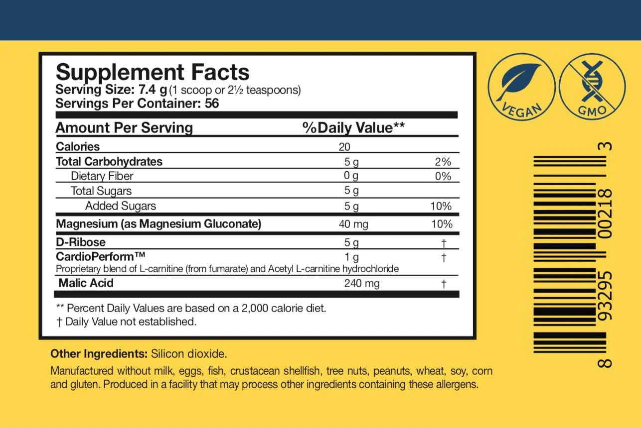 Researched Nutritionals RibosCardio ATP Energy Powder – D-Ribose & L-Carnitine (41.4 g) - Image 3