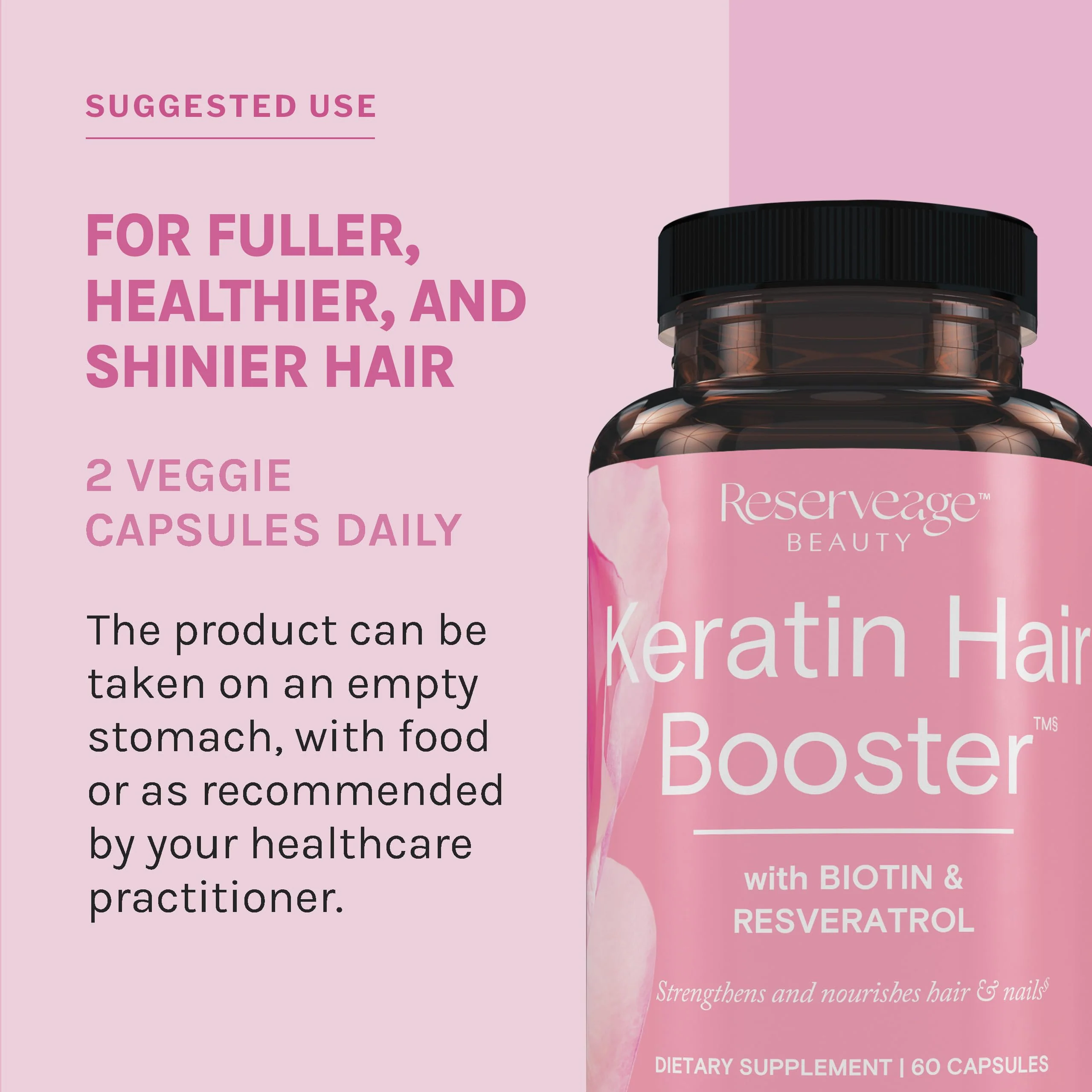 Reserveage Beauty Keratin Hair Booster with Biotin & Resveratrol – Hair & Nail Support for Women | 60 Capsules - Image 5
