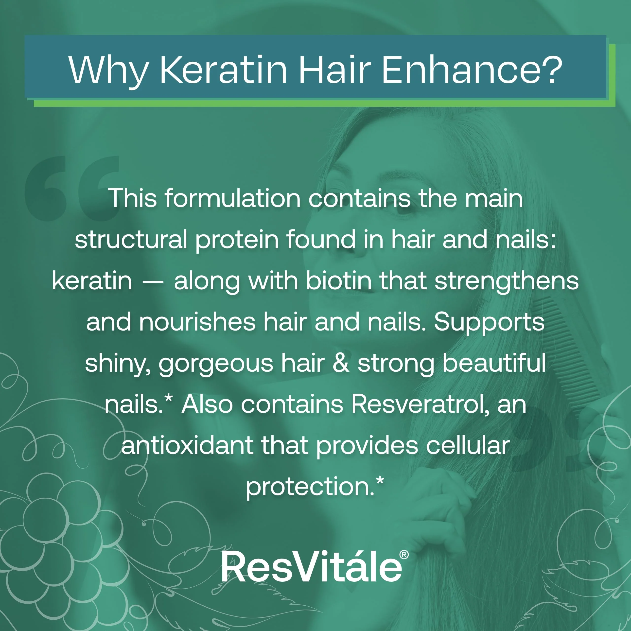 ResVitale Keratin Hair Enhance - Keratin + Biotin Hair Growth Supplement | 60 Capsules - Image 4