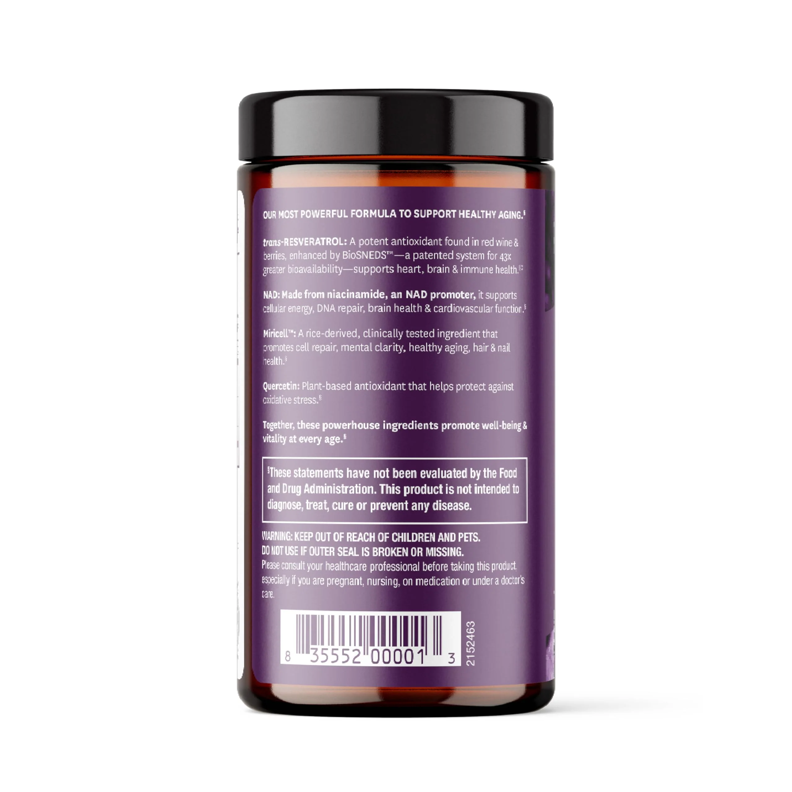 ResVitále Resveratrol + NAD & Miricell 1000 mg | Advanced Antioxidant Support | 30 Veggie Capsules - Image 5