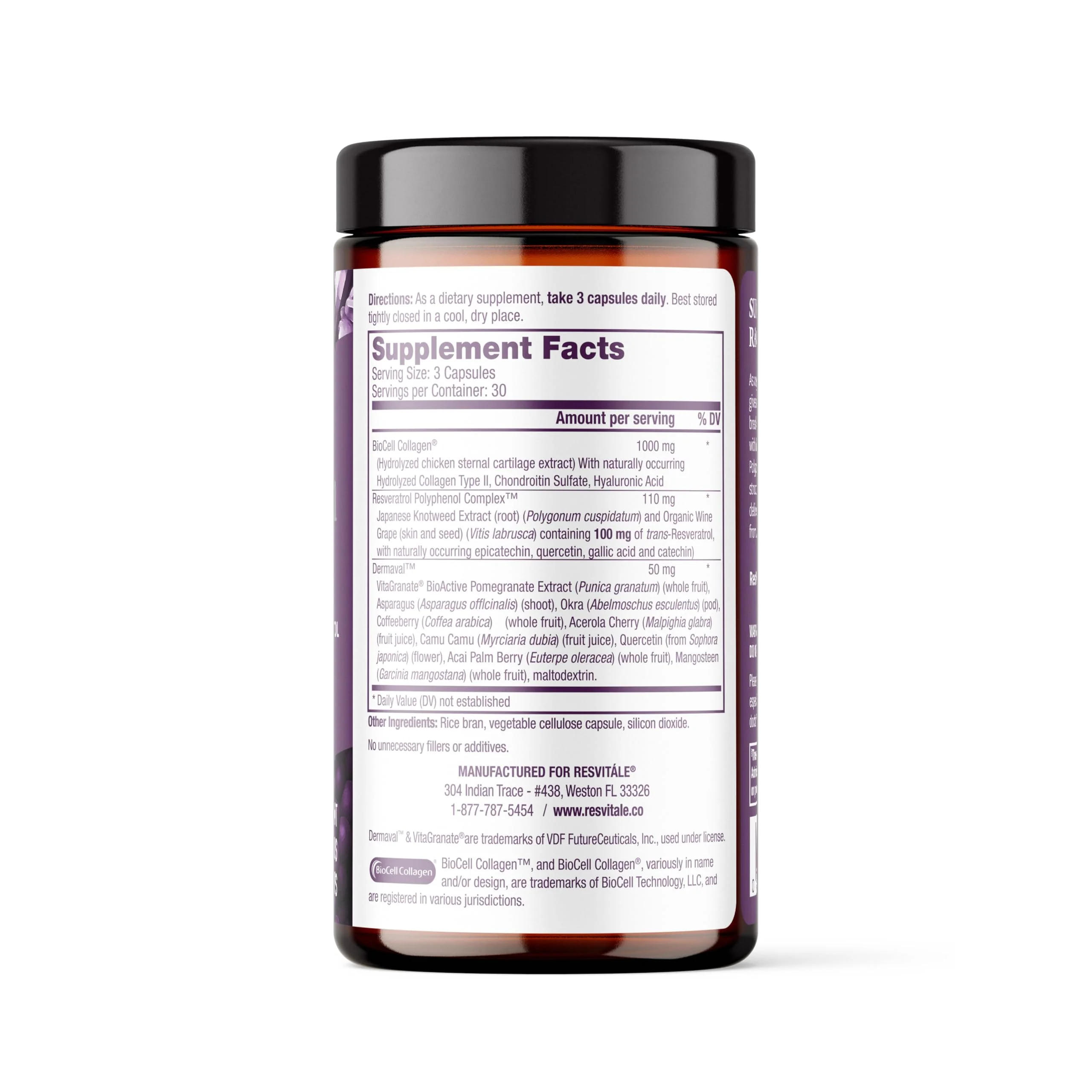ResVitale Ultra Collagen Enhance - Skin Care Supplement with Resveratrol - 90 Veggie Capsules - Image 3