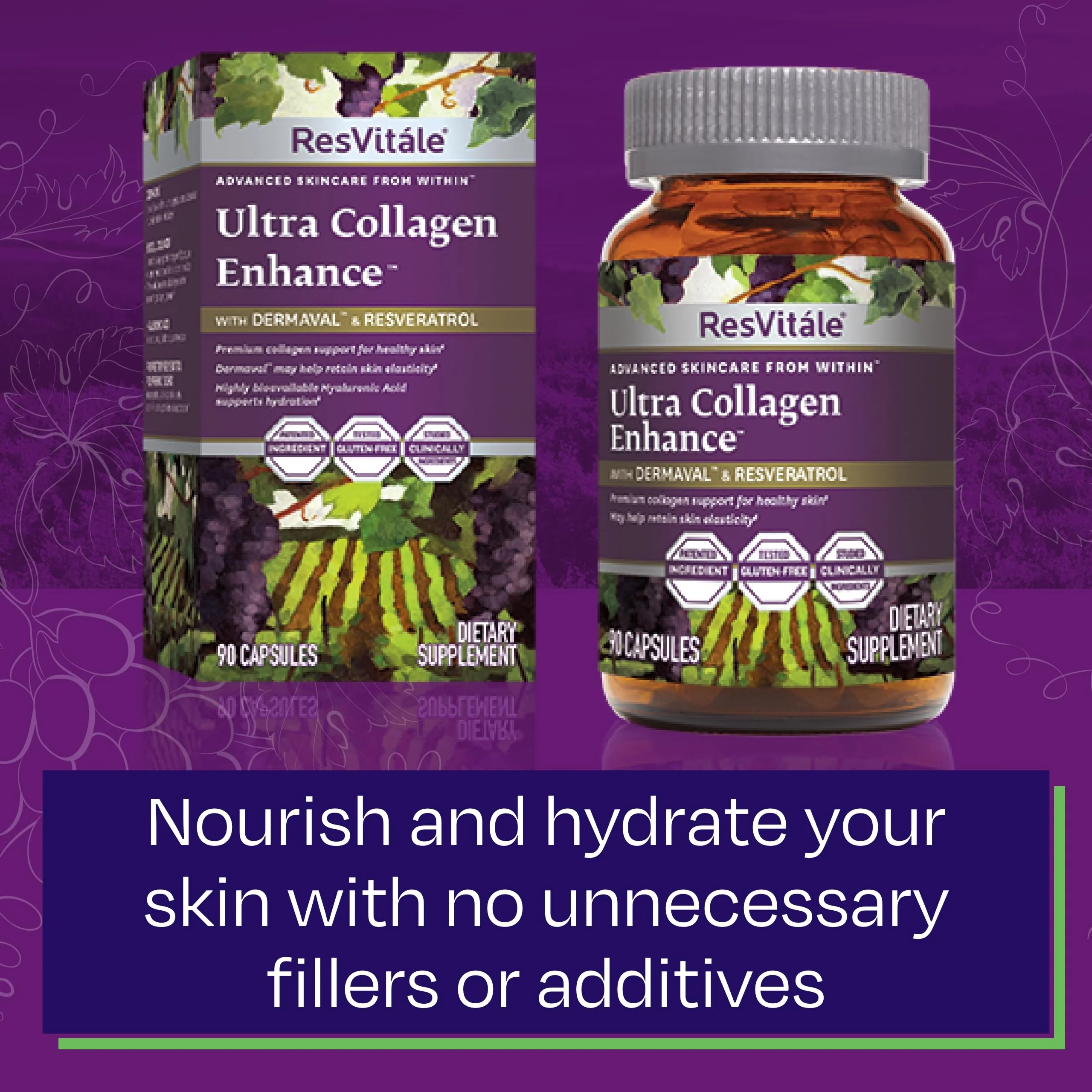 ResVitale Ultra Collagen Enhance - Skin Care Supplement with Resveratrol - 90 Veggie Capsules - Image 6