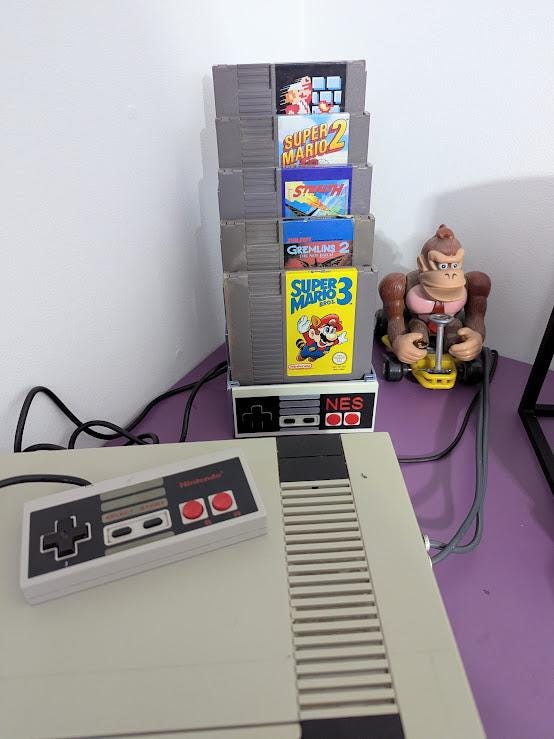 Retro Nintendo NES Game Cartridge Stand | Holds 5 Classic Titles - Image 3