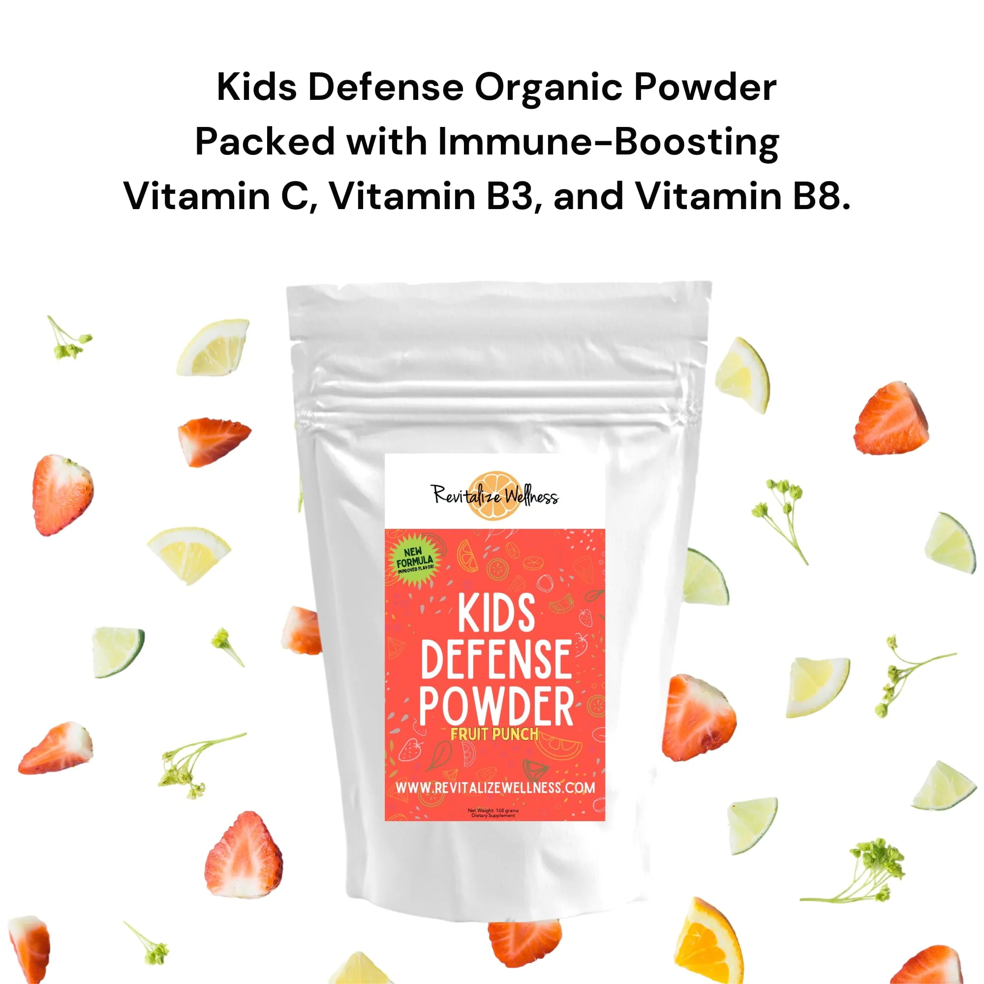 Revitalize Wellness Kids Defense Powder - 1000 mg Vitamin C, 250 mg B3, Fruit Punch, 120 Servings - Image 5