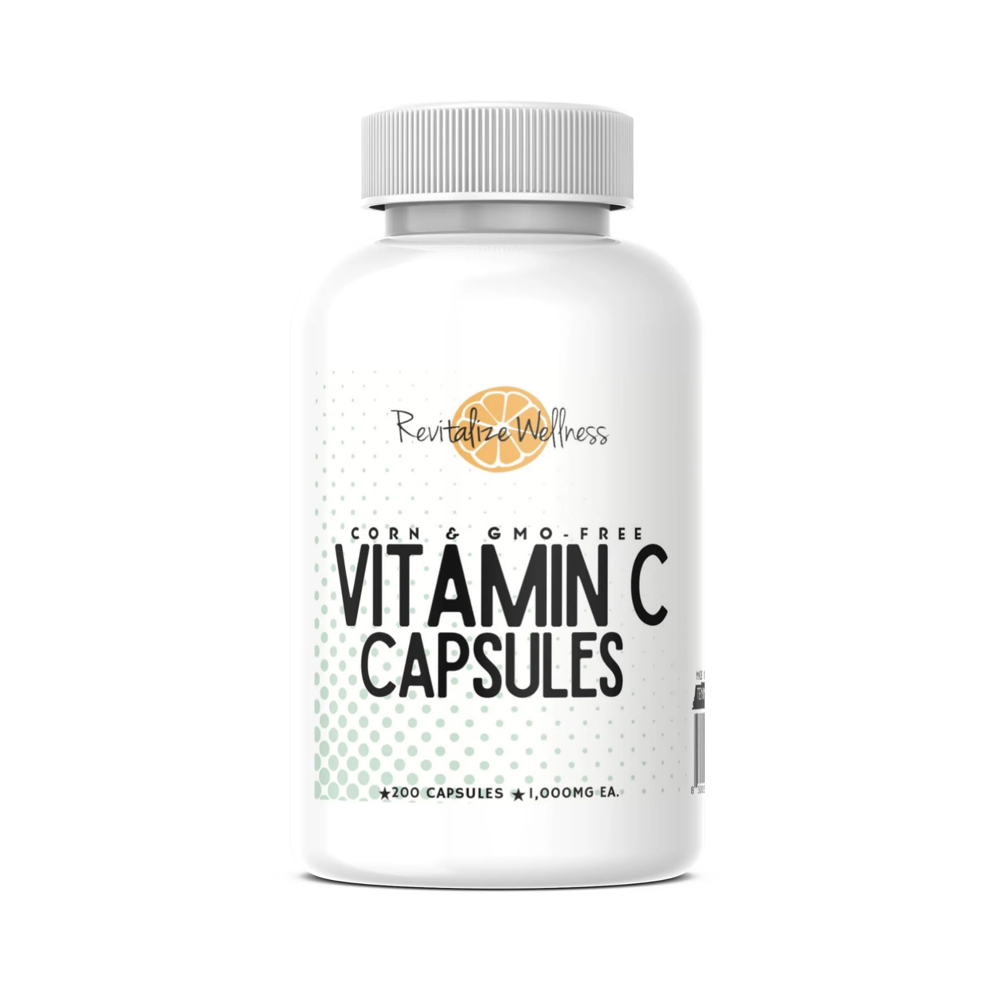 Revitalize Wellness Vitamin C Capsules – 1000 mg, 200 Servings, Pure & GMO-Free