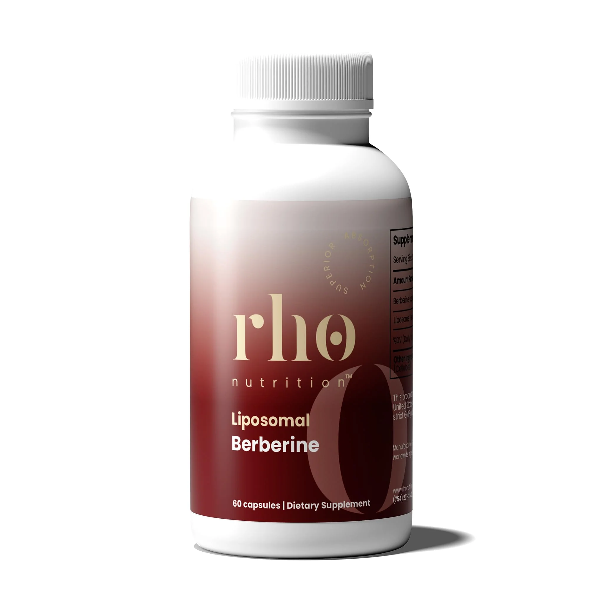 Rho Nutrition Liposomal Berberine Capsules – Ultra-High Absorption for Metabolic & Cardiovascular Health | Immune & Gut Support (60 Caps)
