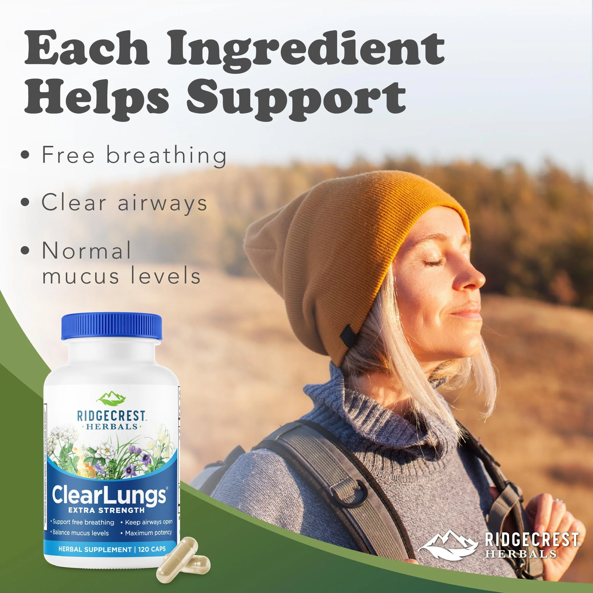 RidgeCrest Herbals ClearLungs Extra Strength - Daily Respiratory Support (120 Vegan Caps) - Image 10